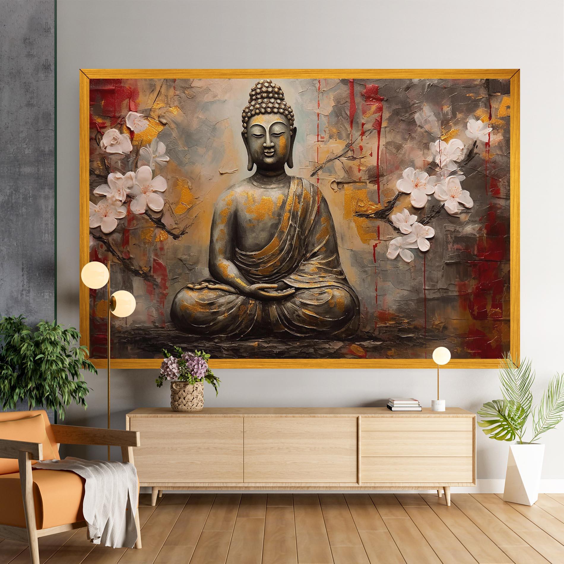 Vászonkép White Red Buddha mockup 9