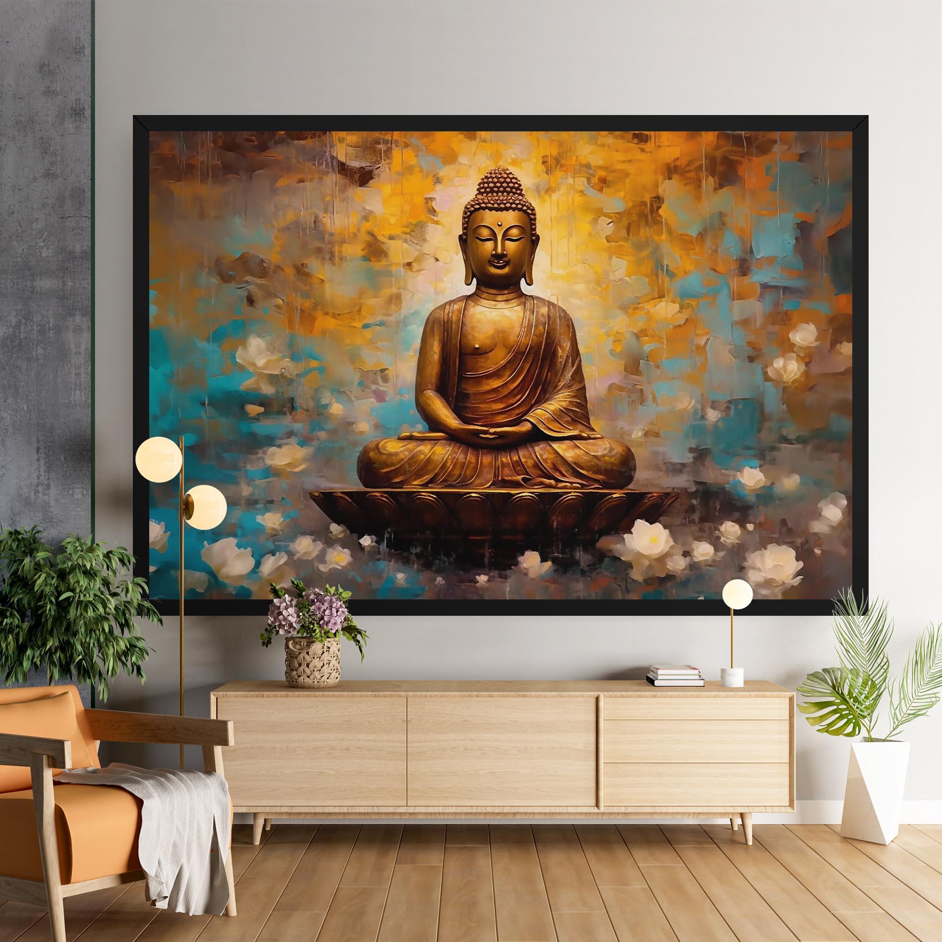 Vászonkép Blue Gold Buddha mockup 9