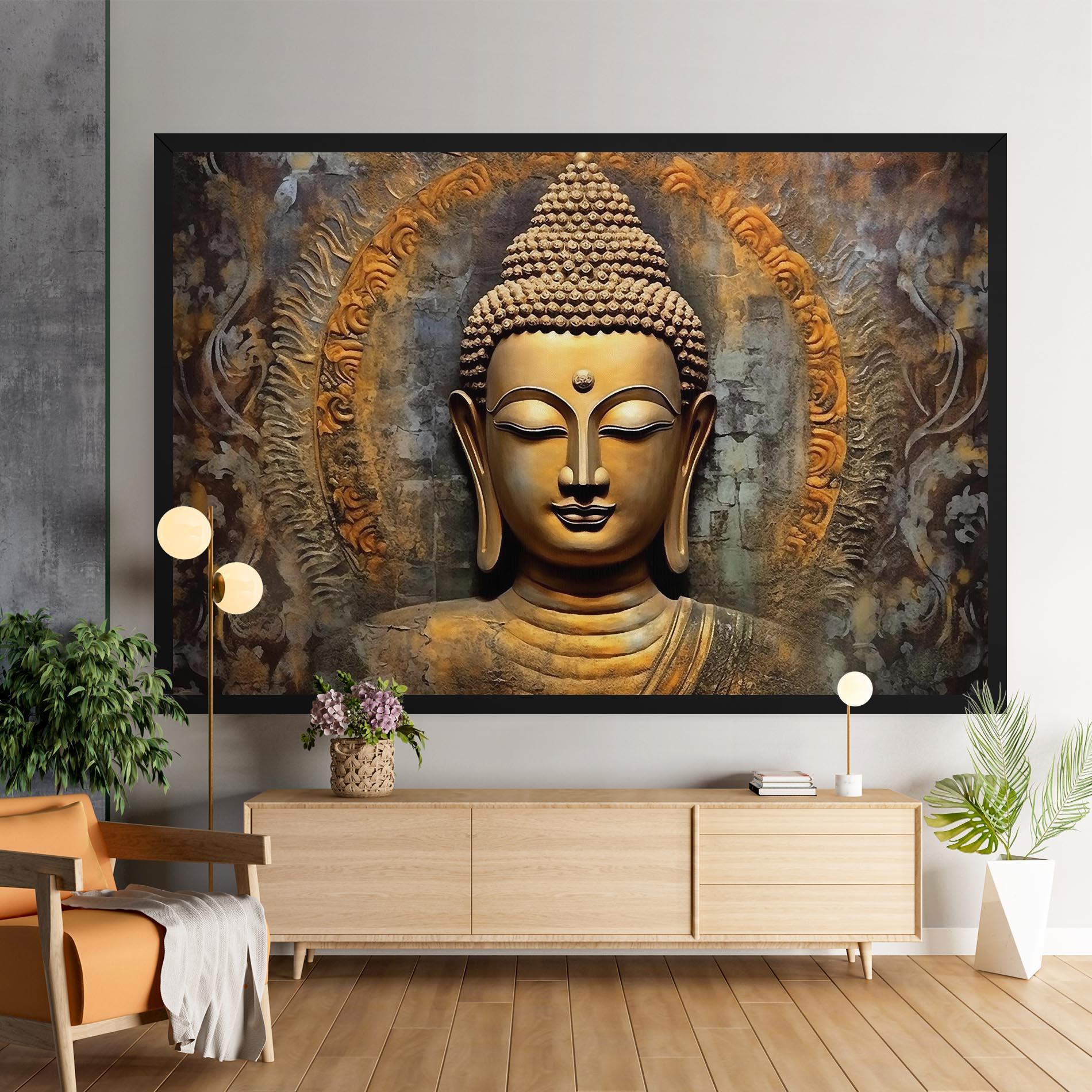Vászonkép Buddha 3d Head mockup 9