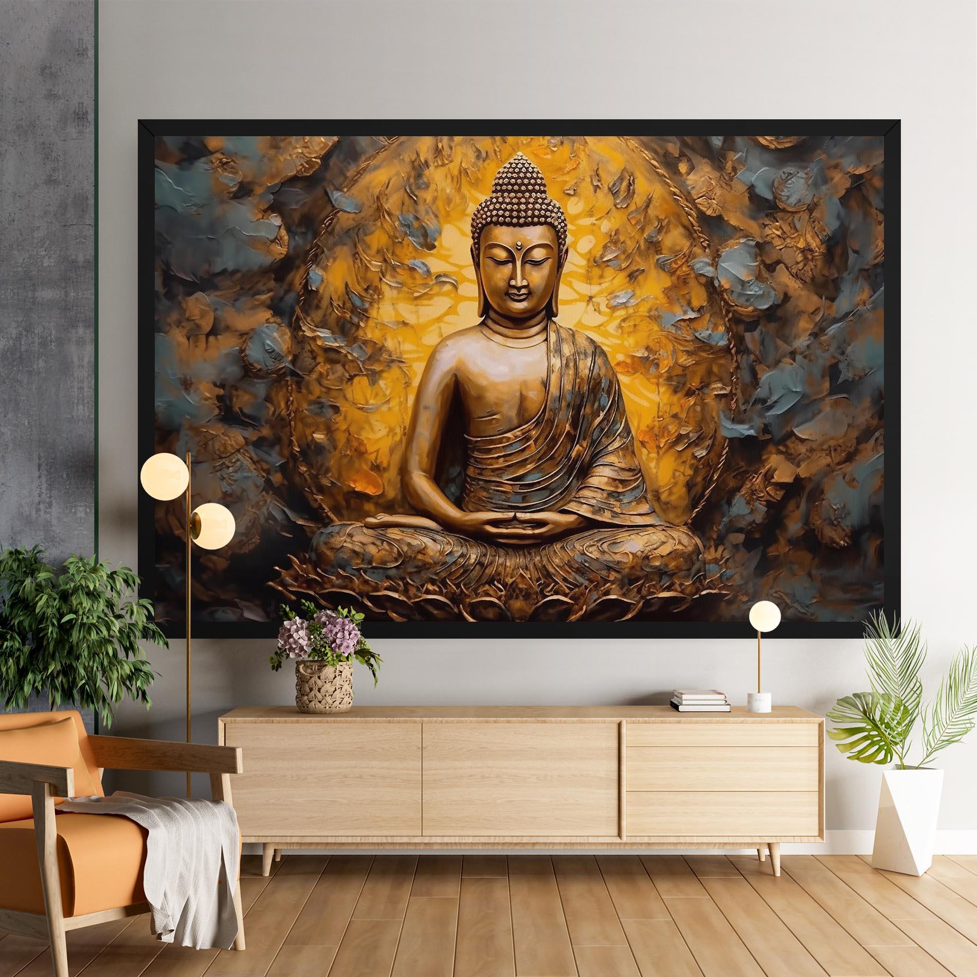 Vászonkép Gold Grey Buddha mockup 9