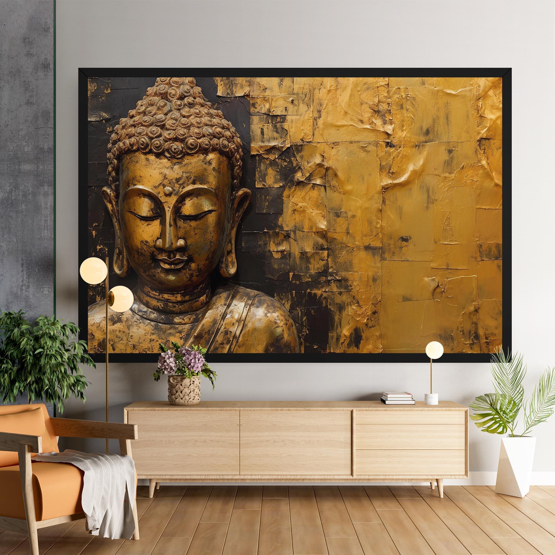 Vászonkép Gold Paint Buddha mockup 9