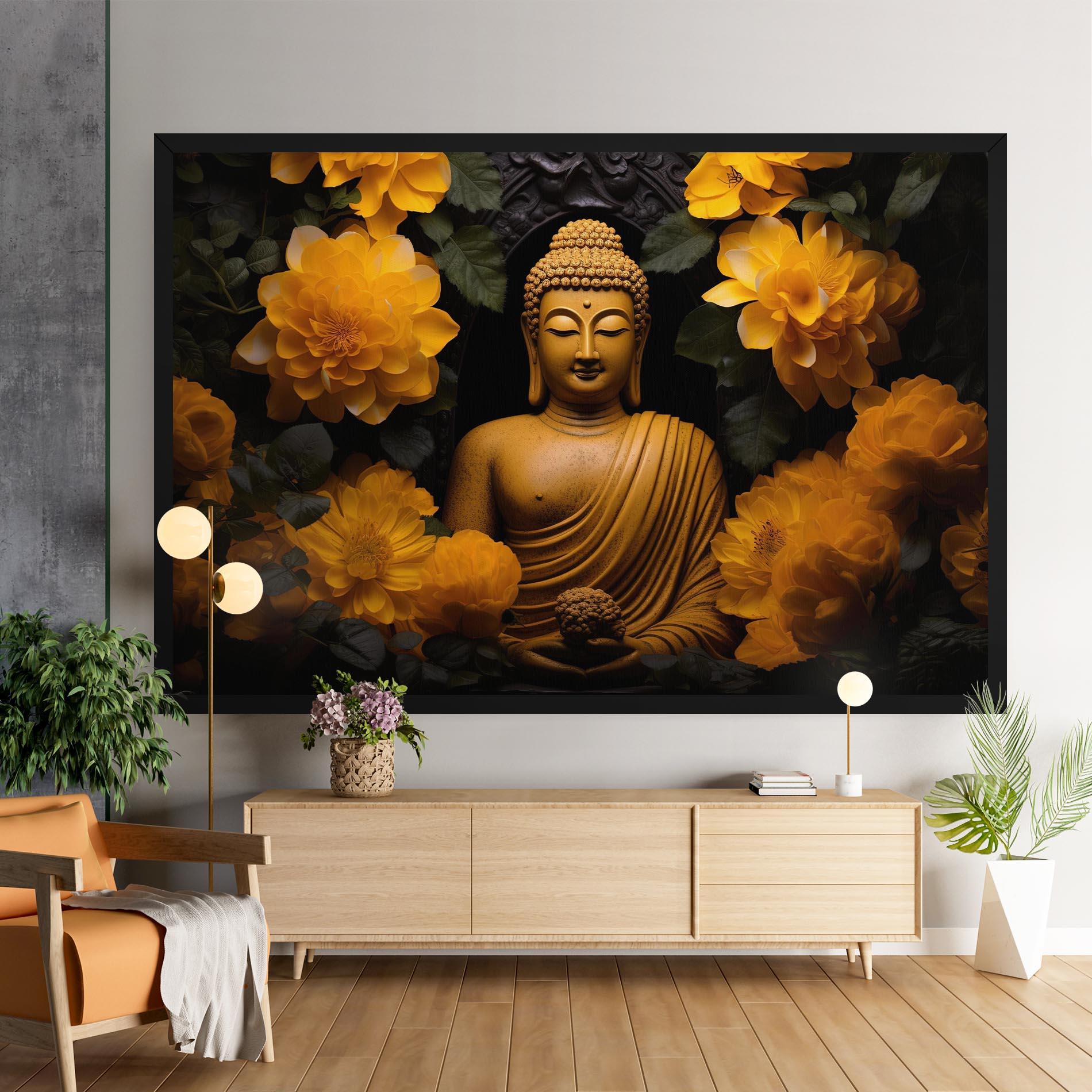 Vászonkép Vecteezy_buddha Statue Surrounded By Yellow Flowers Ai Generated_27745002_860 mockup 9