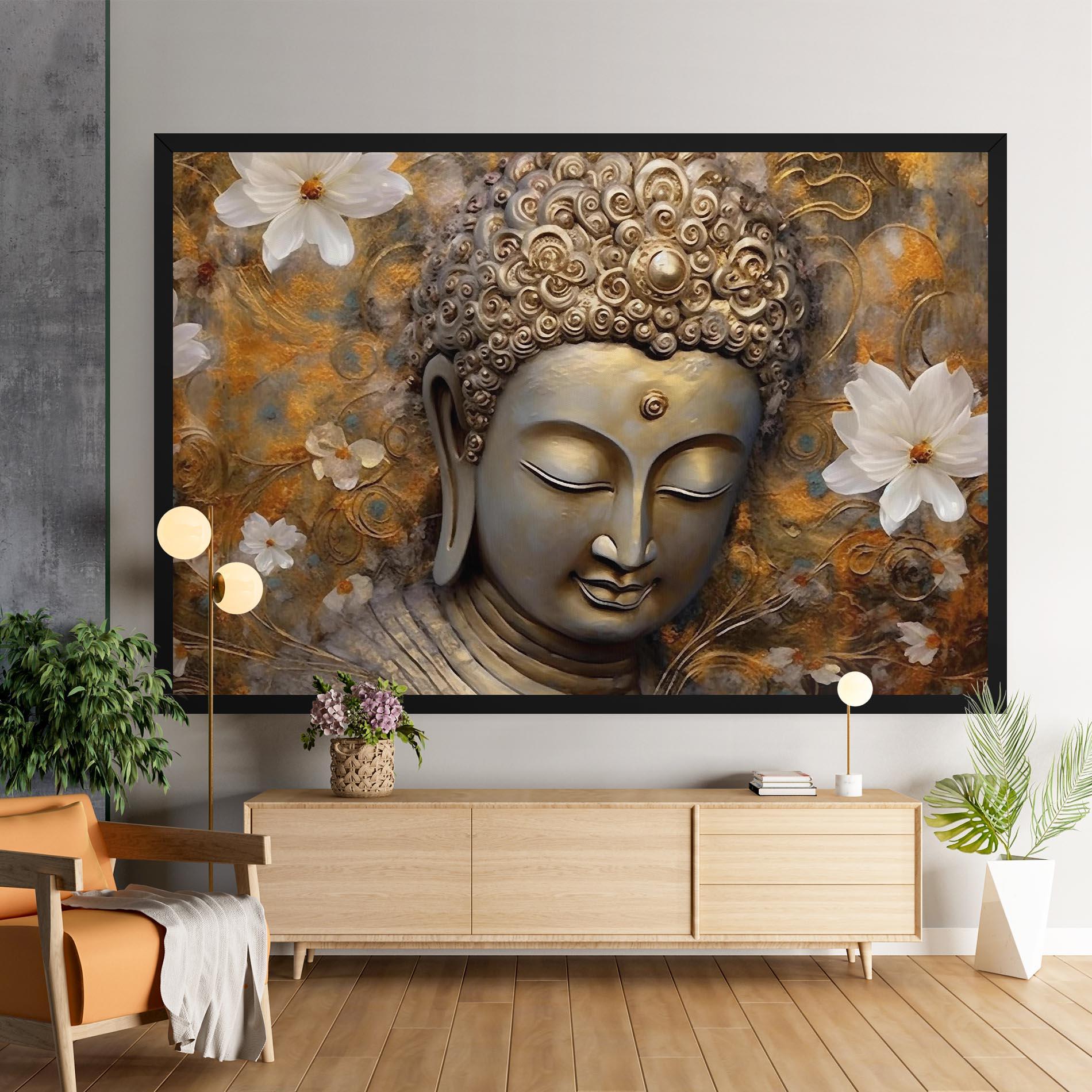 Vászonkép White Flower Buddha Art mockup 9