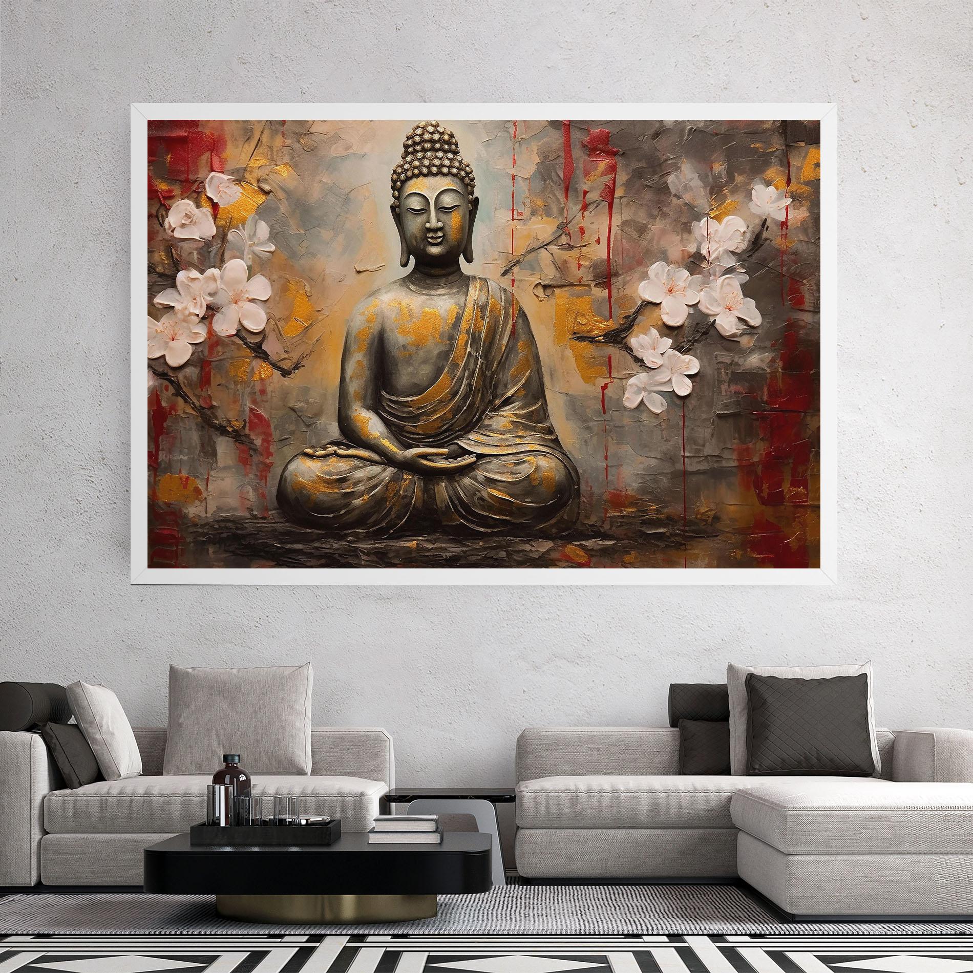 Vászonkép White Red Buddha mockup 2