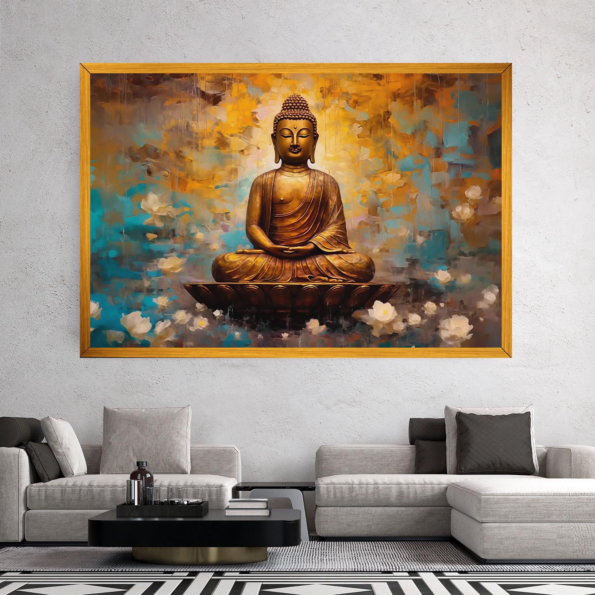 Vászonkép Blue Gold Buddha mockup 2