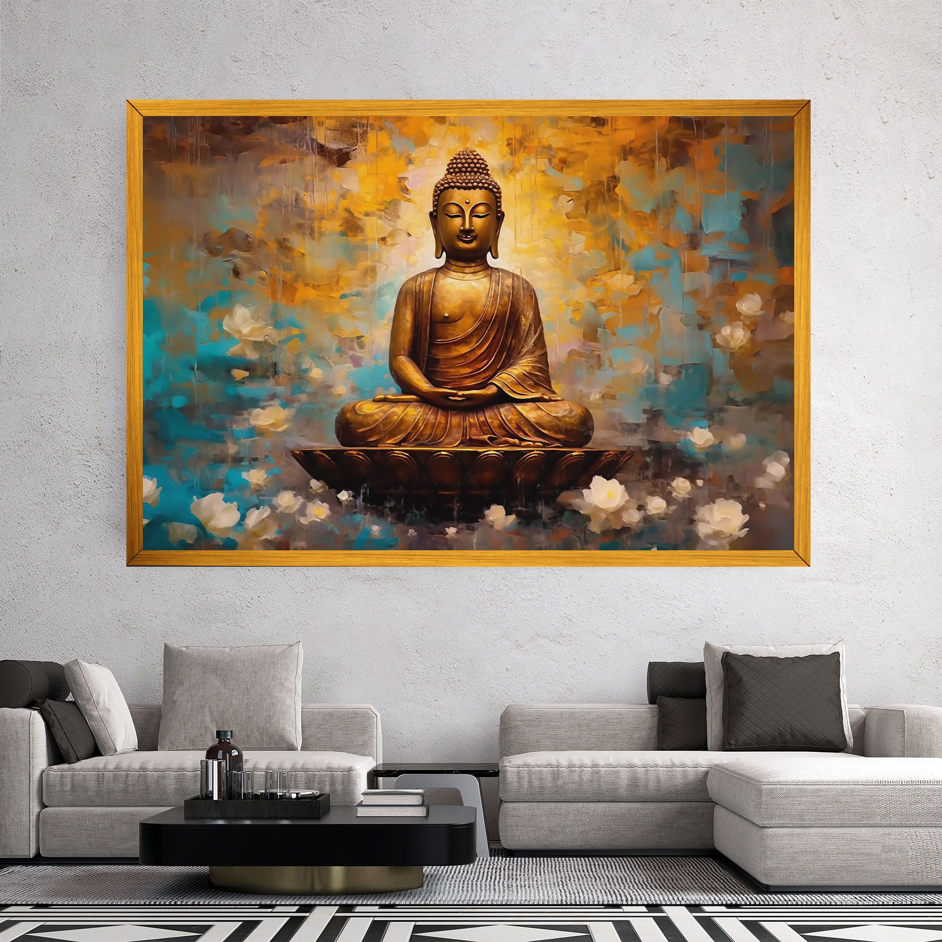 Blue Gold Buddha mockup 2