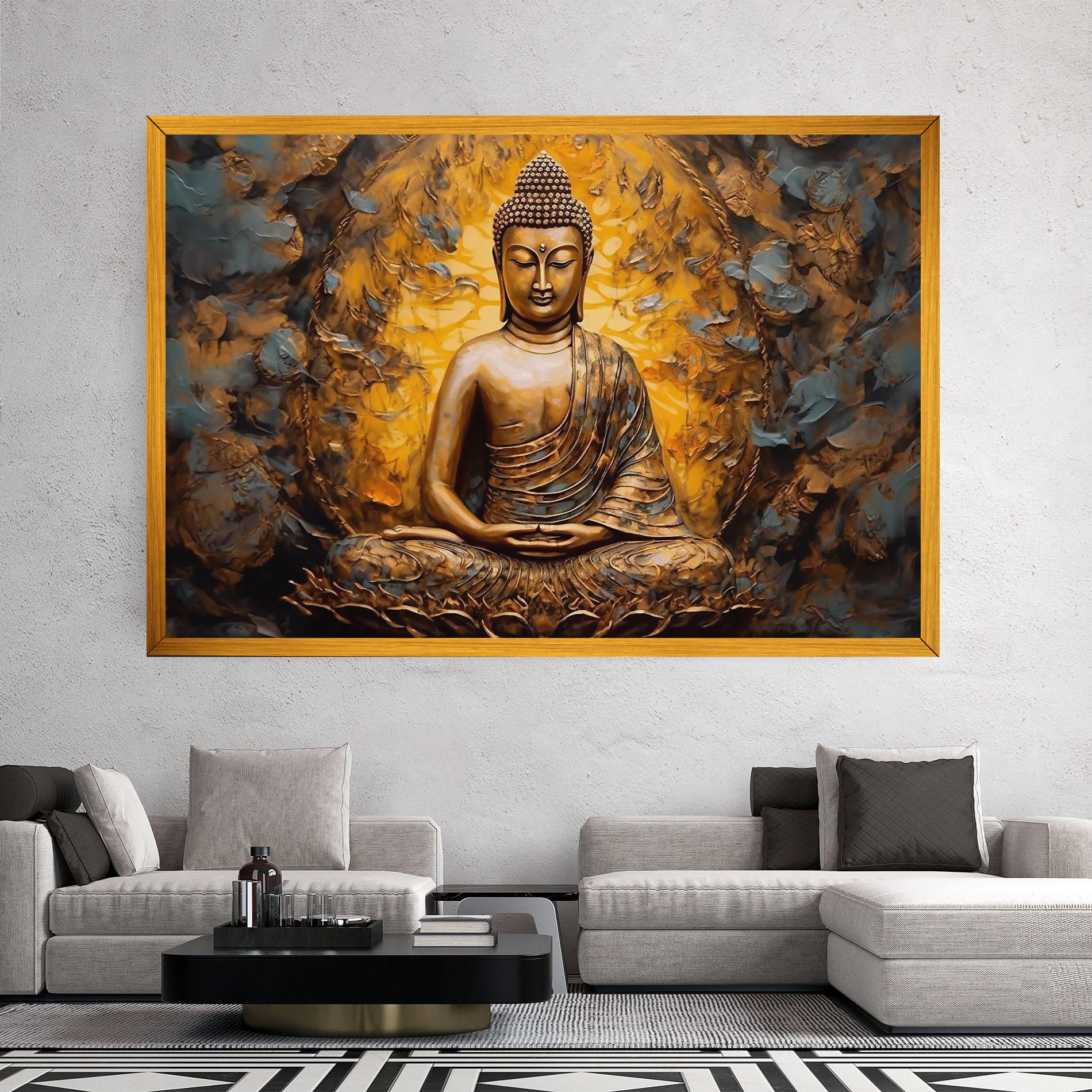 Vászonkép Gold Grey Buddha mockup 2