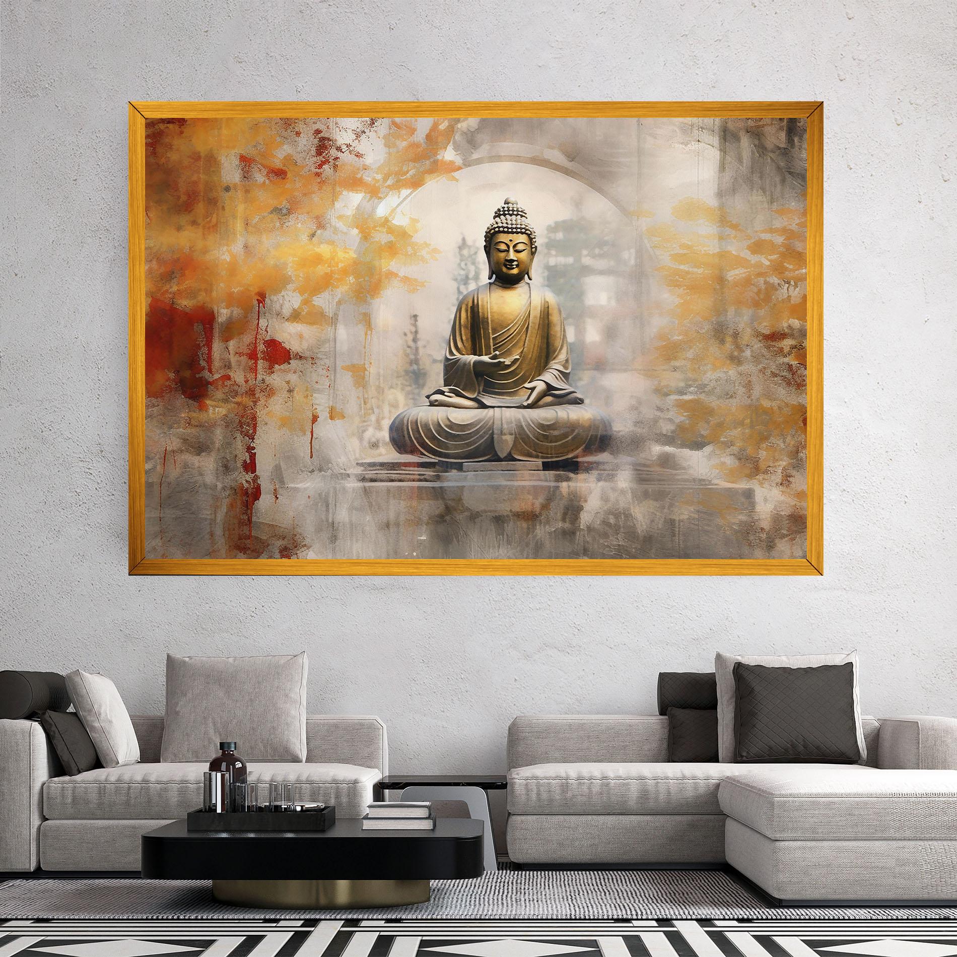 Vászonkép Grey Gold Buddha mockup 2