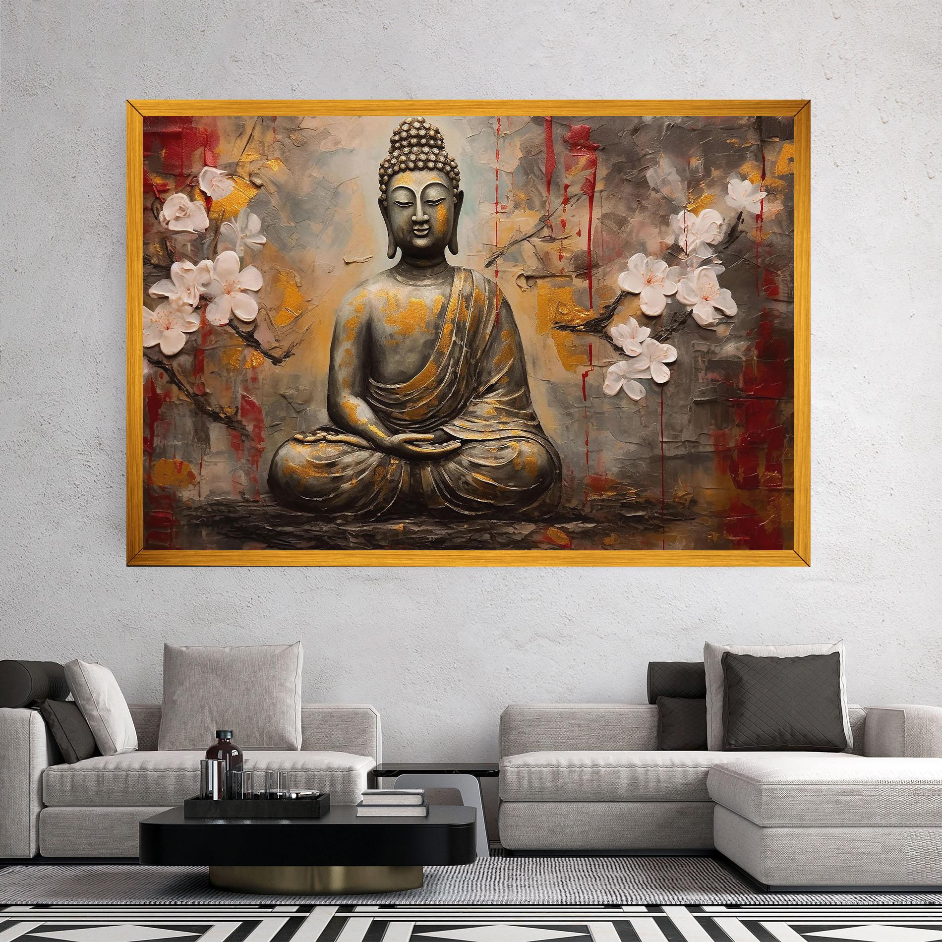 Vászonkép White Red Buddha mockup 2