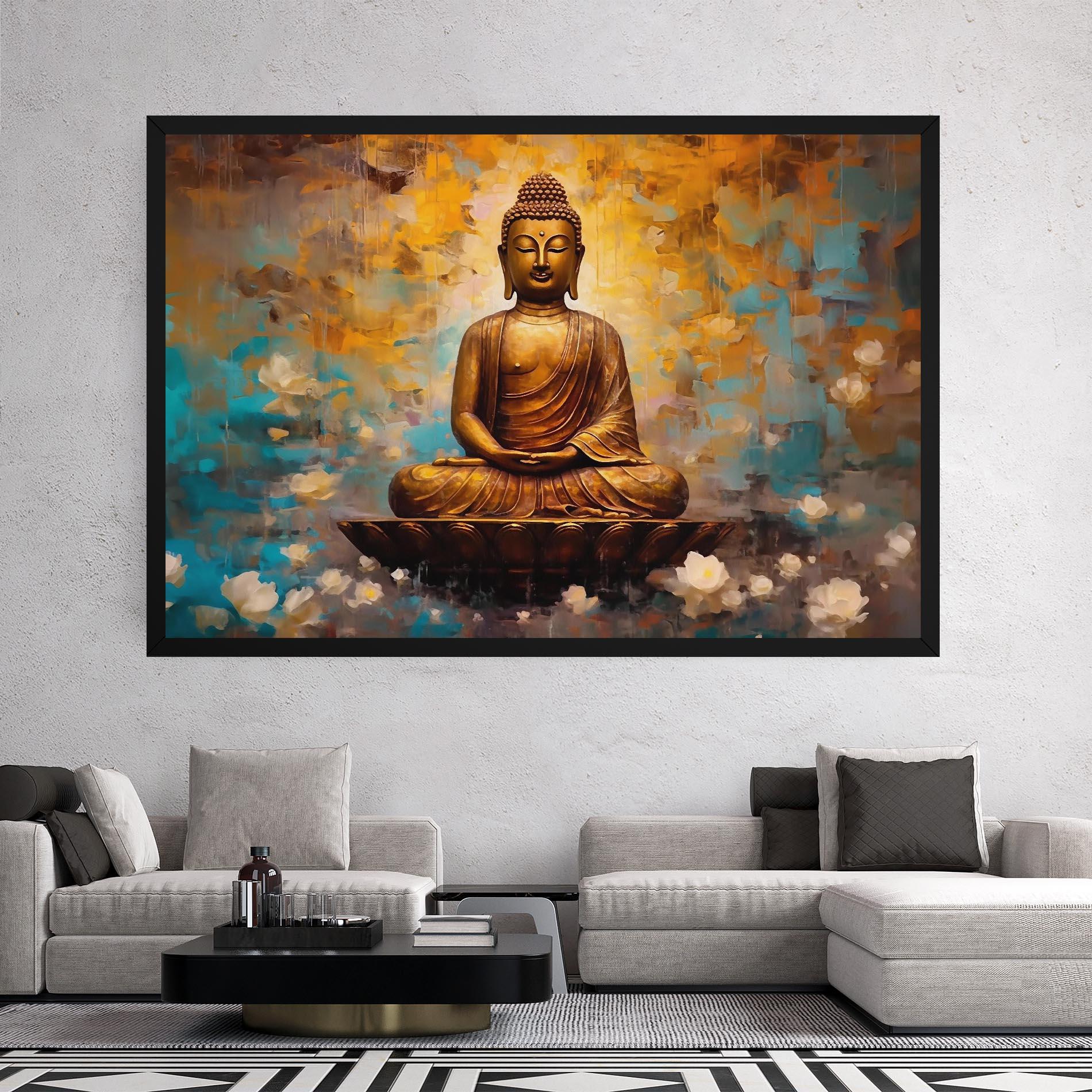 Vászonkép Blue Gold Buddha mockup 2