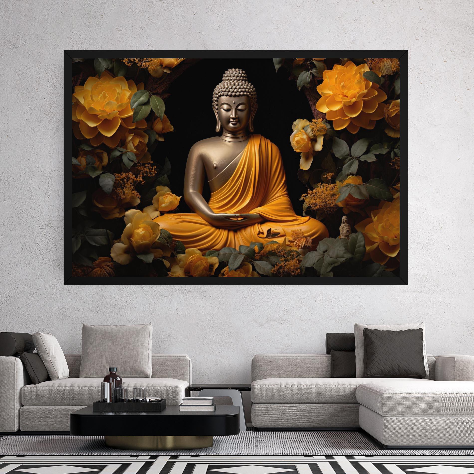 Vászonkép Gold Buddha Flower mockup 2