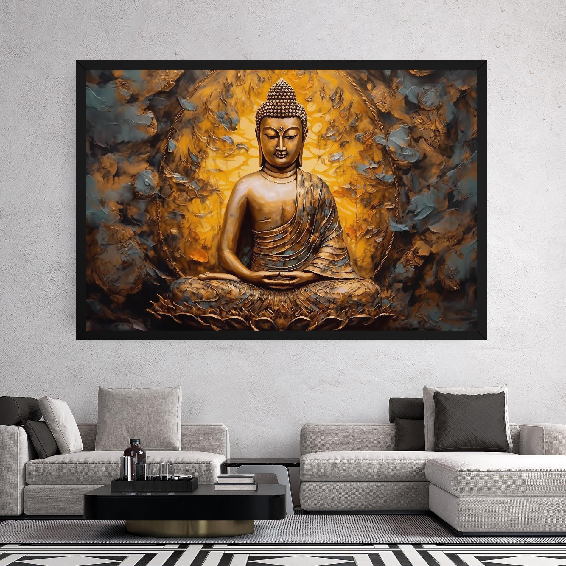 Vászonkép Gold Grey Buddha mockup 2
