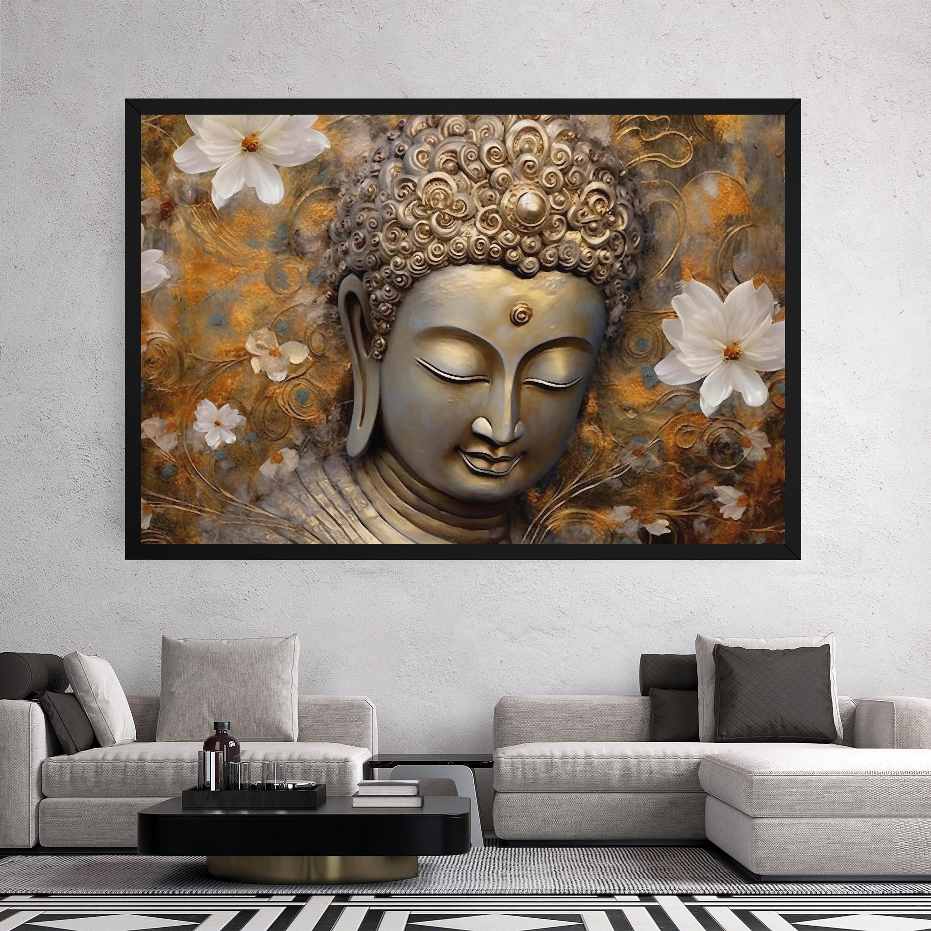 Vászonkép White Flower Buddha Art mockup 2