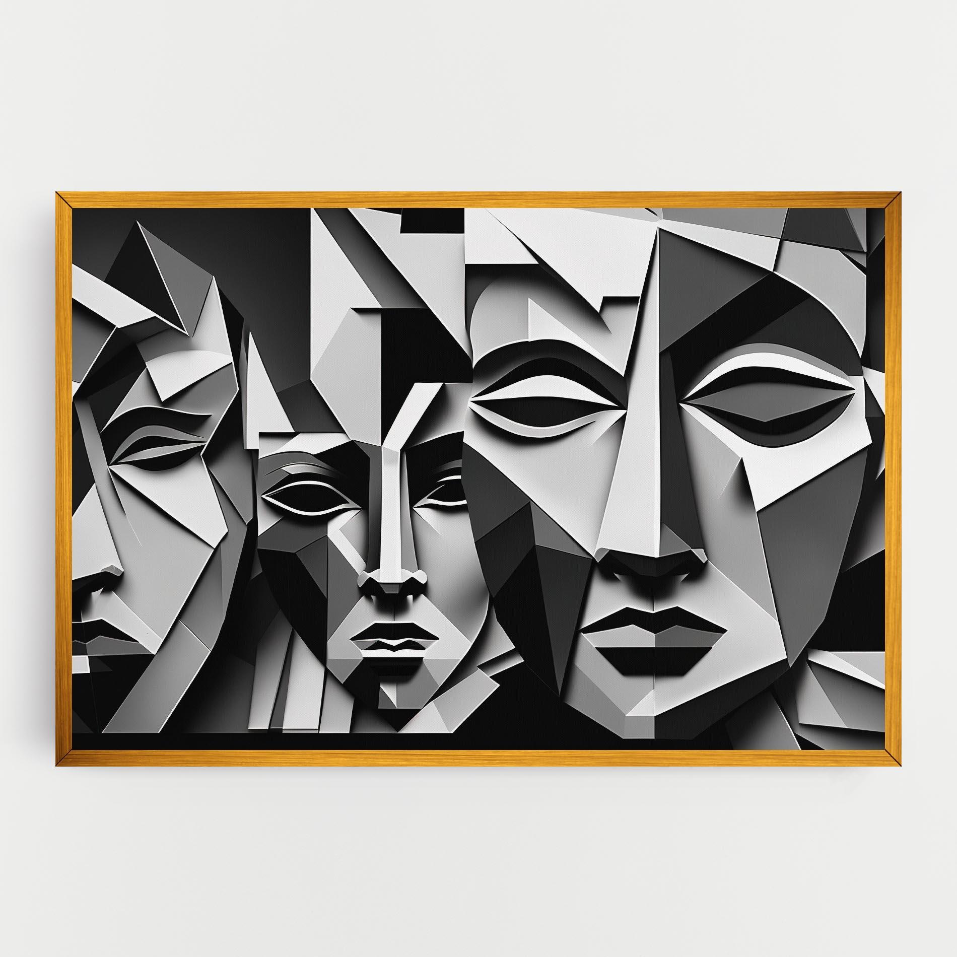 Vászonkép Grey Faces Collage mockup 0