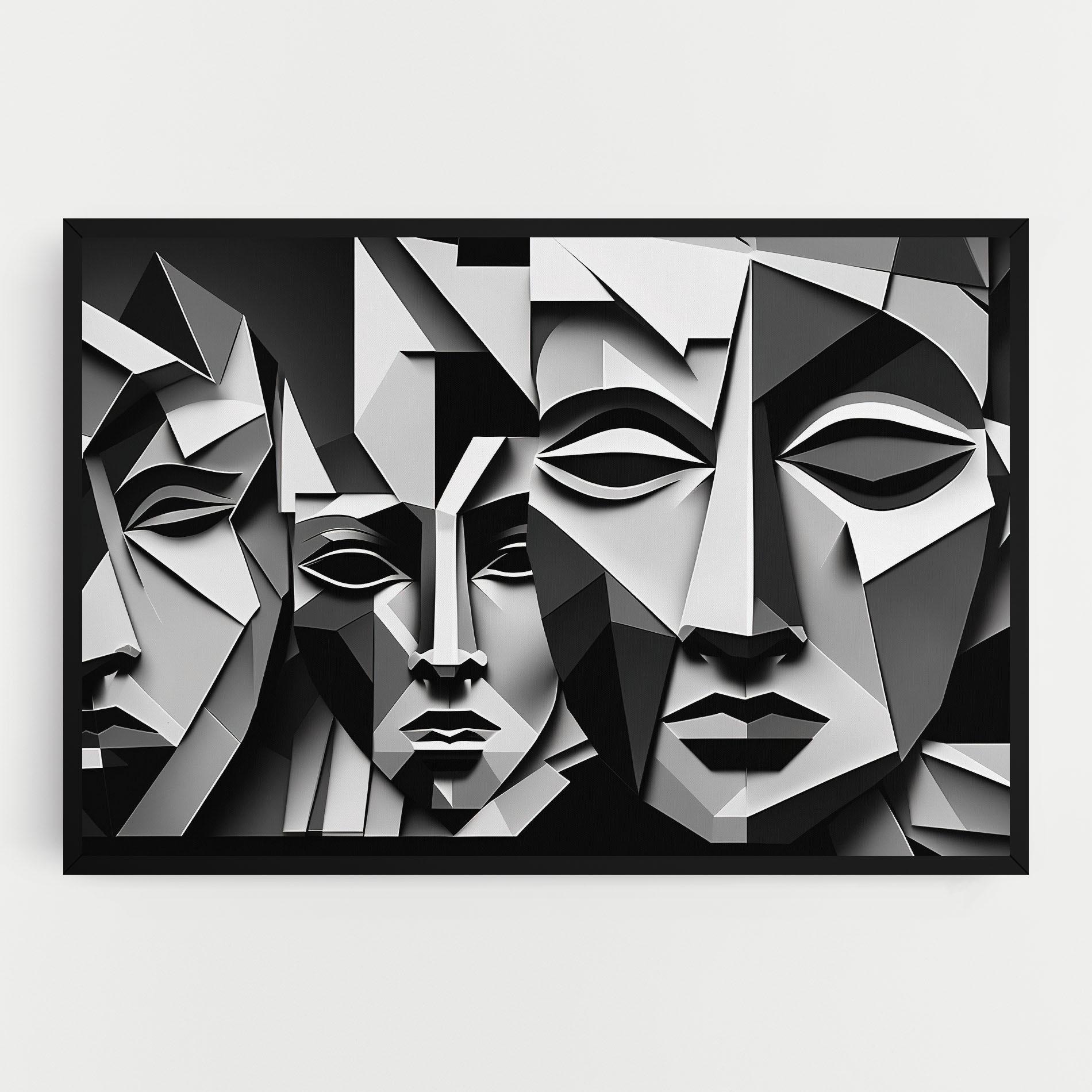 Vászonkép Grey Faces Collage mockup 0