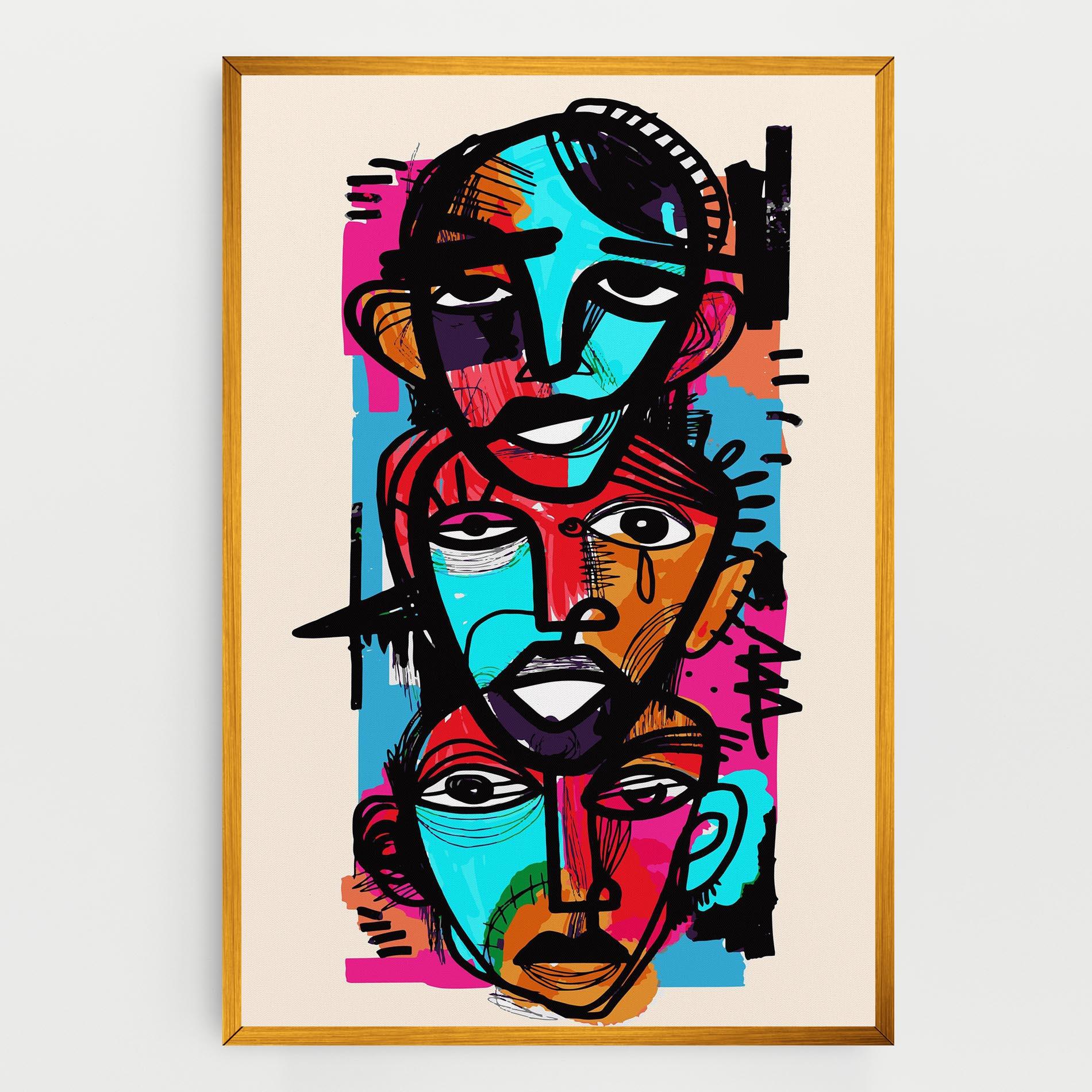 Vászonkép Blue Orange Faces mockup 0