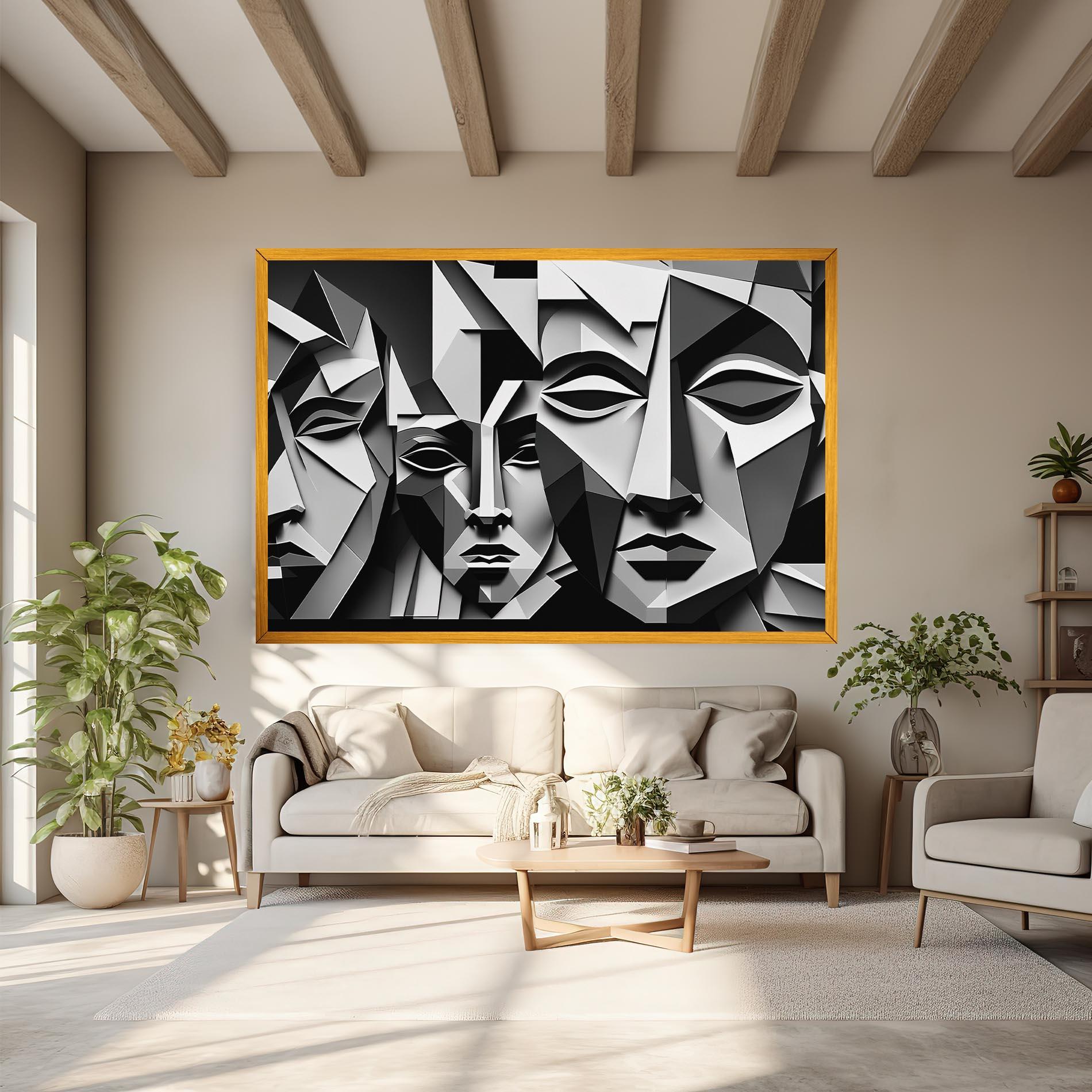 Vászonkép Grey Faces Collage mockup 6