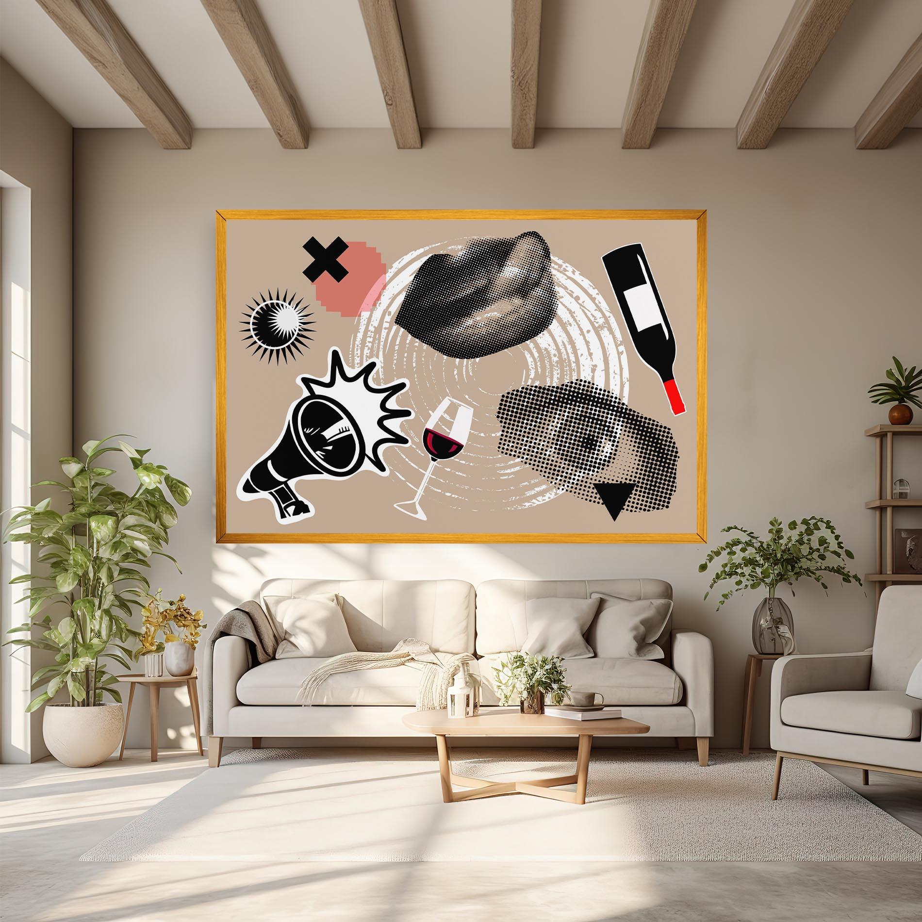 Vászonkép Lips Mouth Collage mockup 6