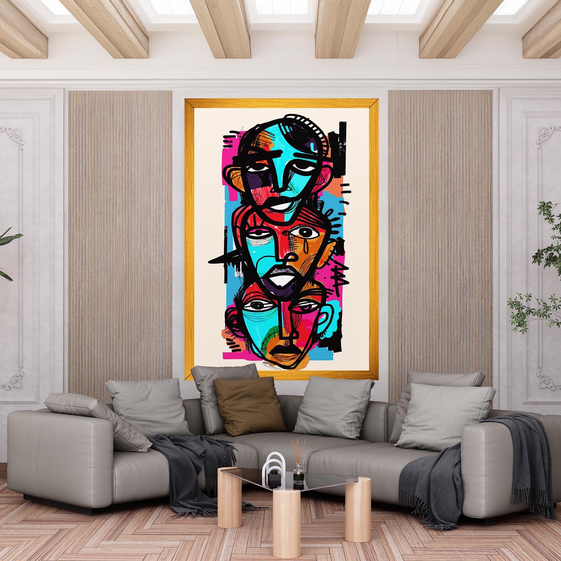 Vászonkép Blue Orange Faces mockup 6