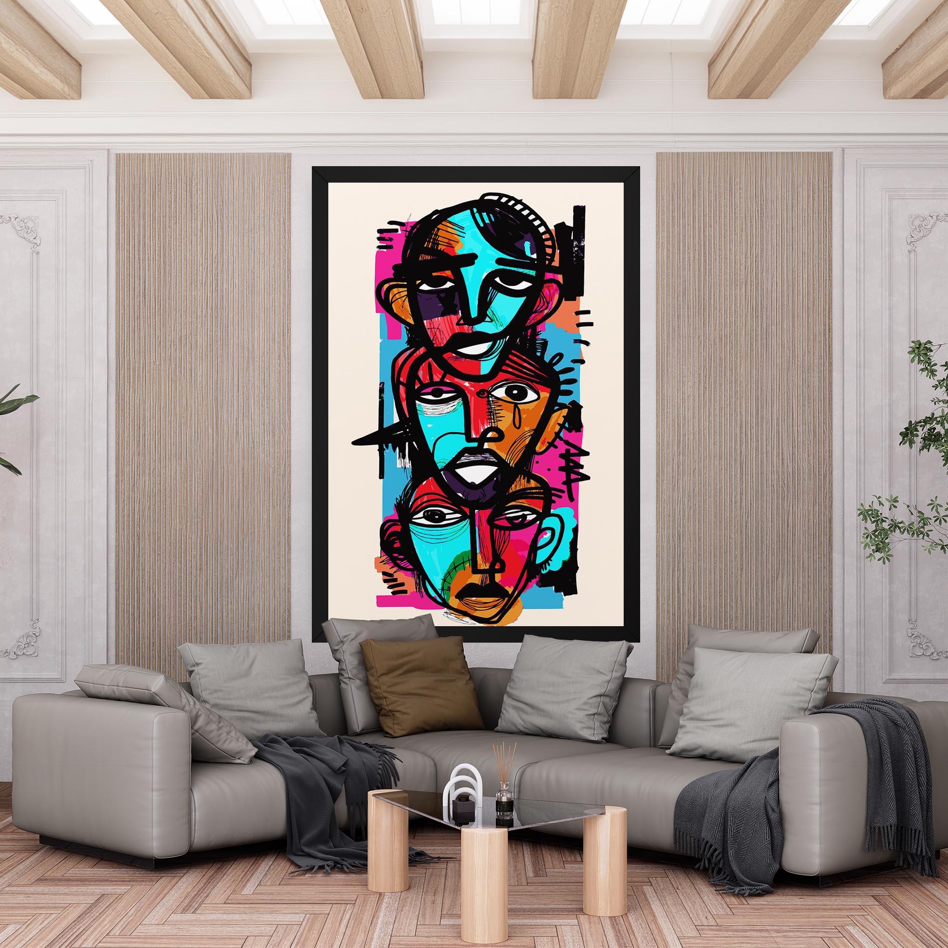 Vászonkép Blue Orange Faces mockup 6