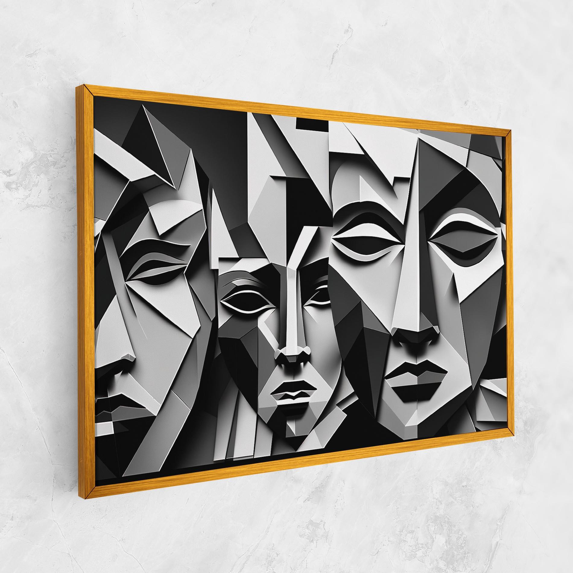 Vászonkép Grey Faces Collage mockup 1