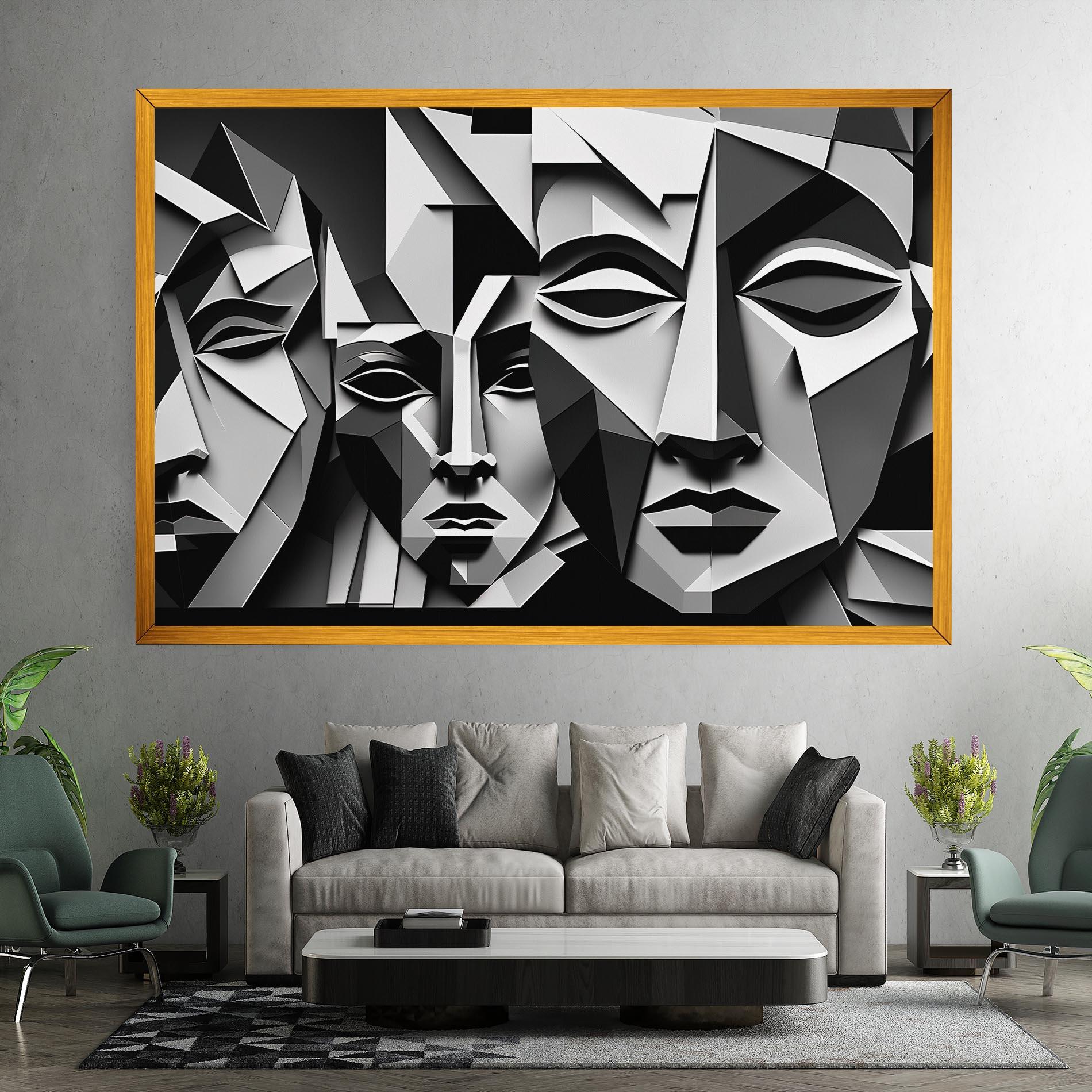 Vászonkép Grey Faces Collage mockup 7