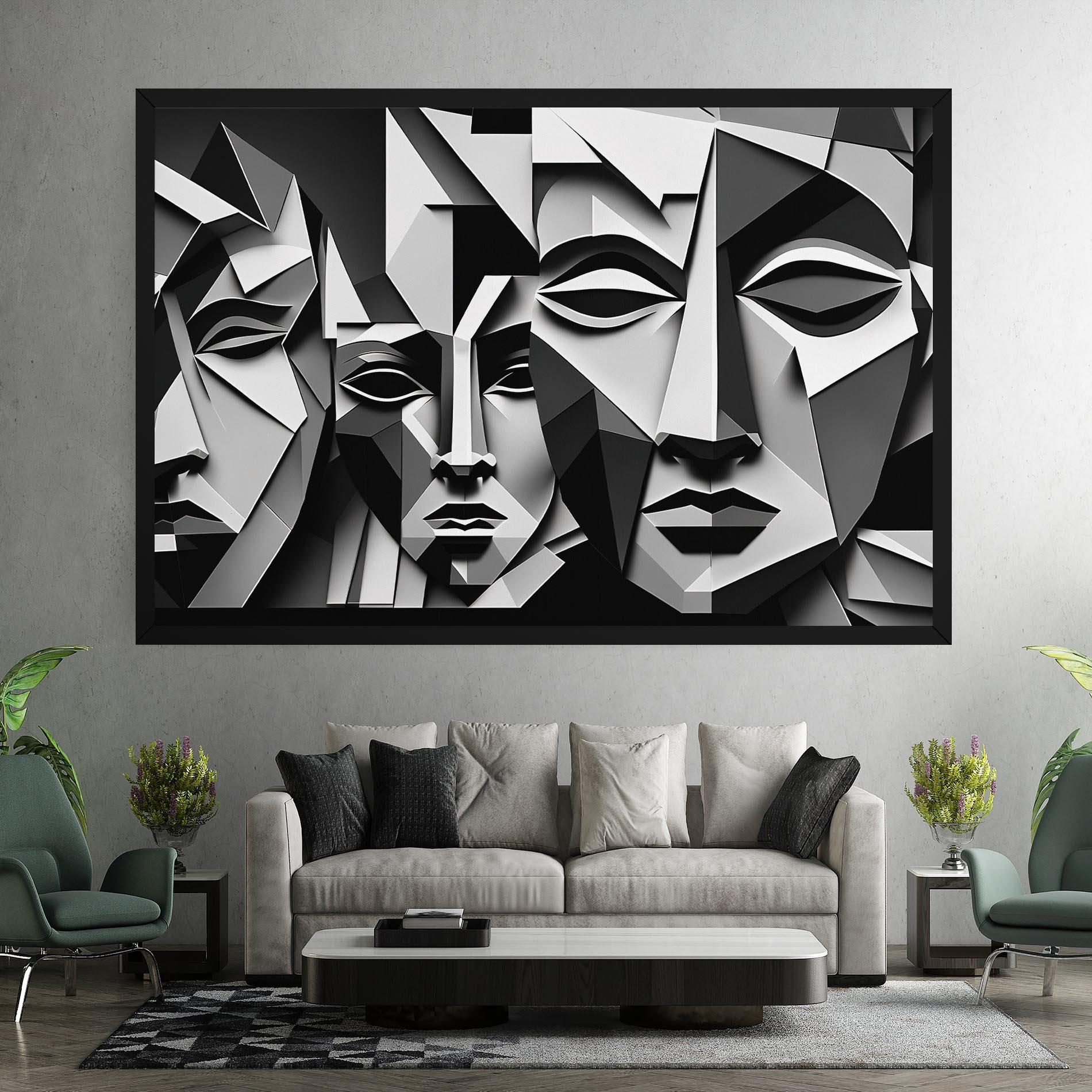 Vászonkép Grey Faces Collage mockup 7