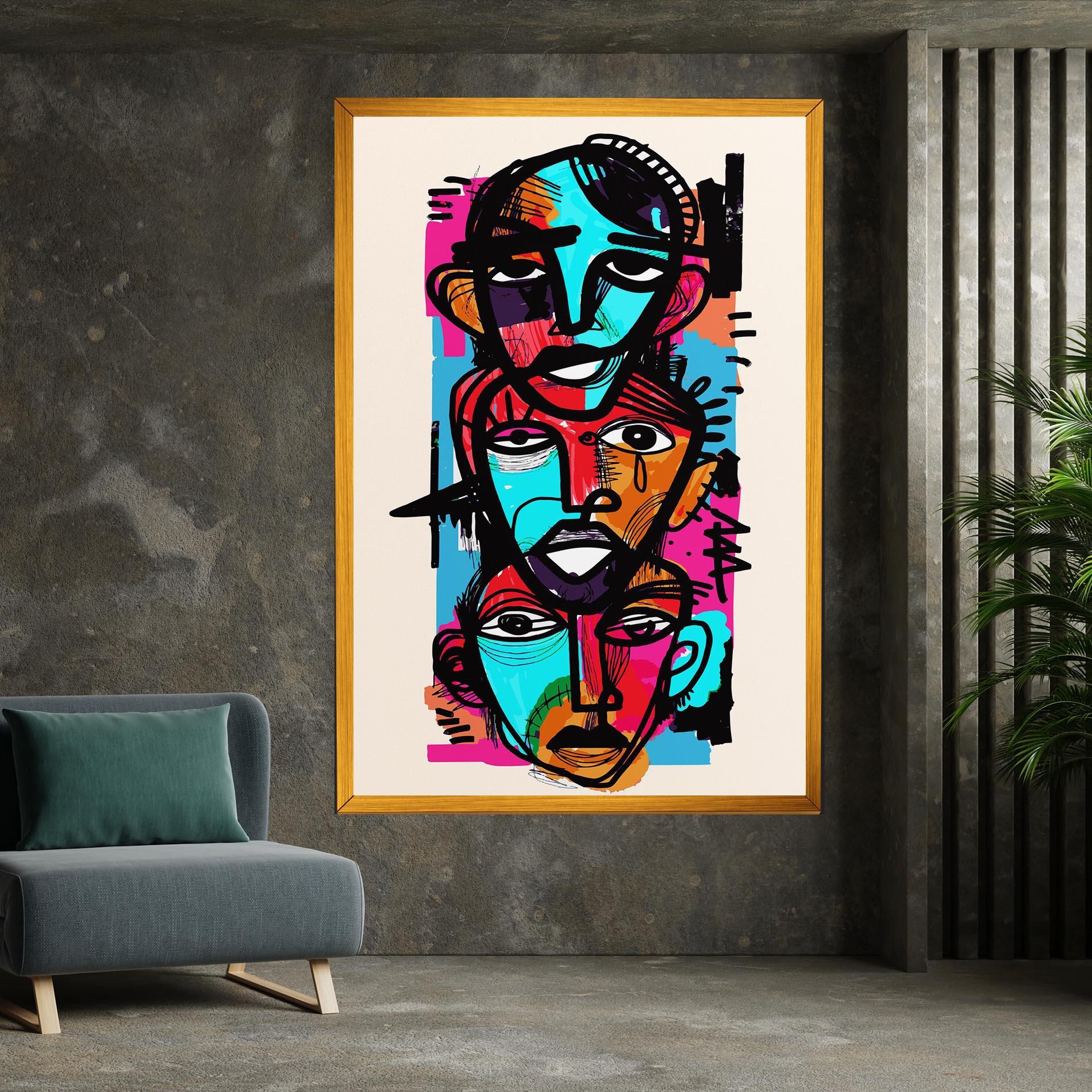 Vászonkép Blue Orange Faces mockup 7