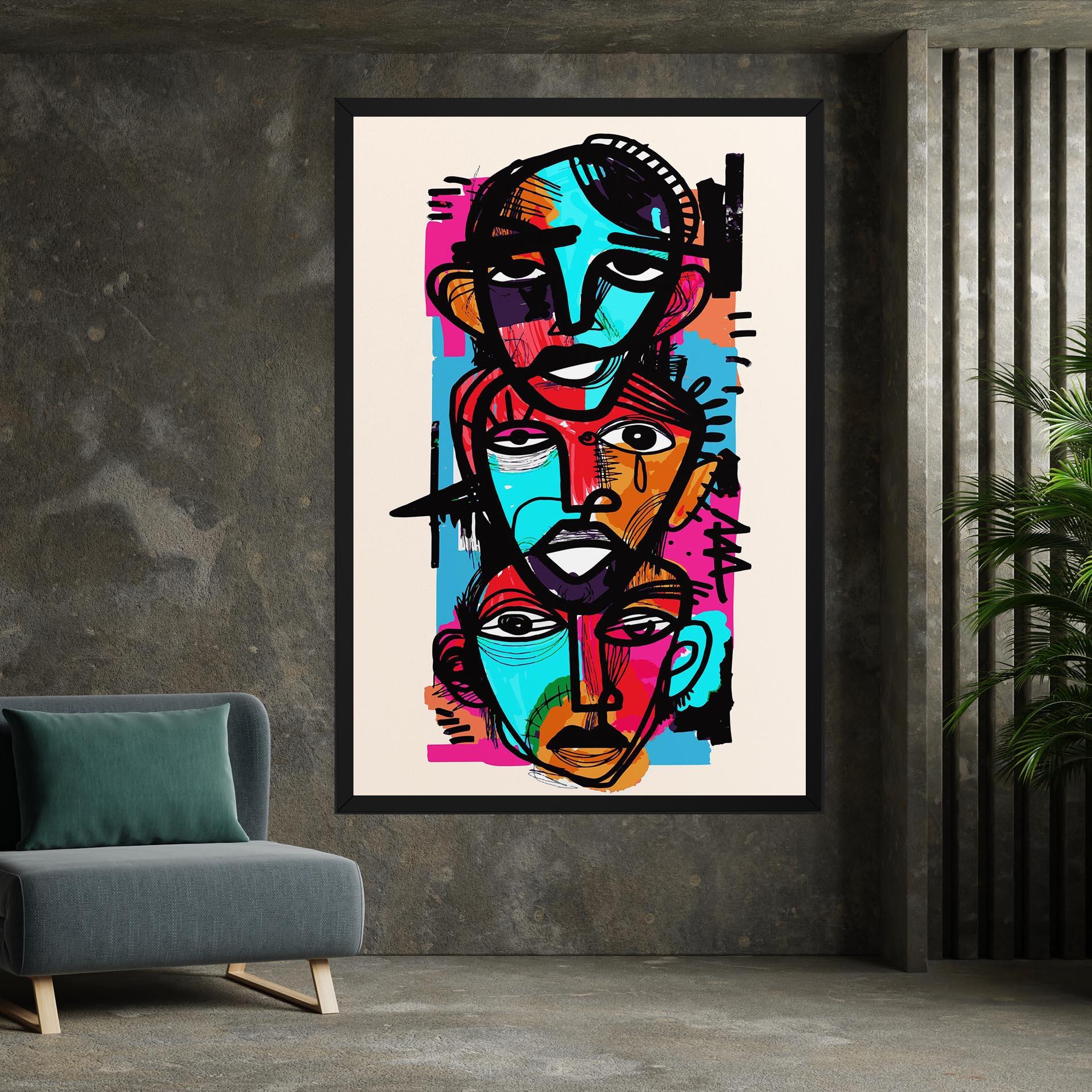 Vászonkép Blue Orange Faces mockup 7