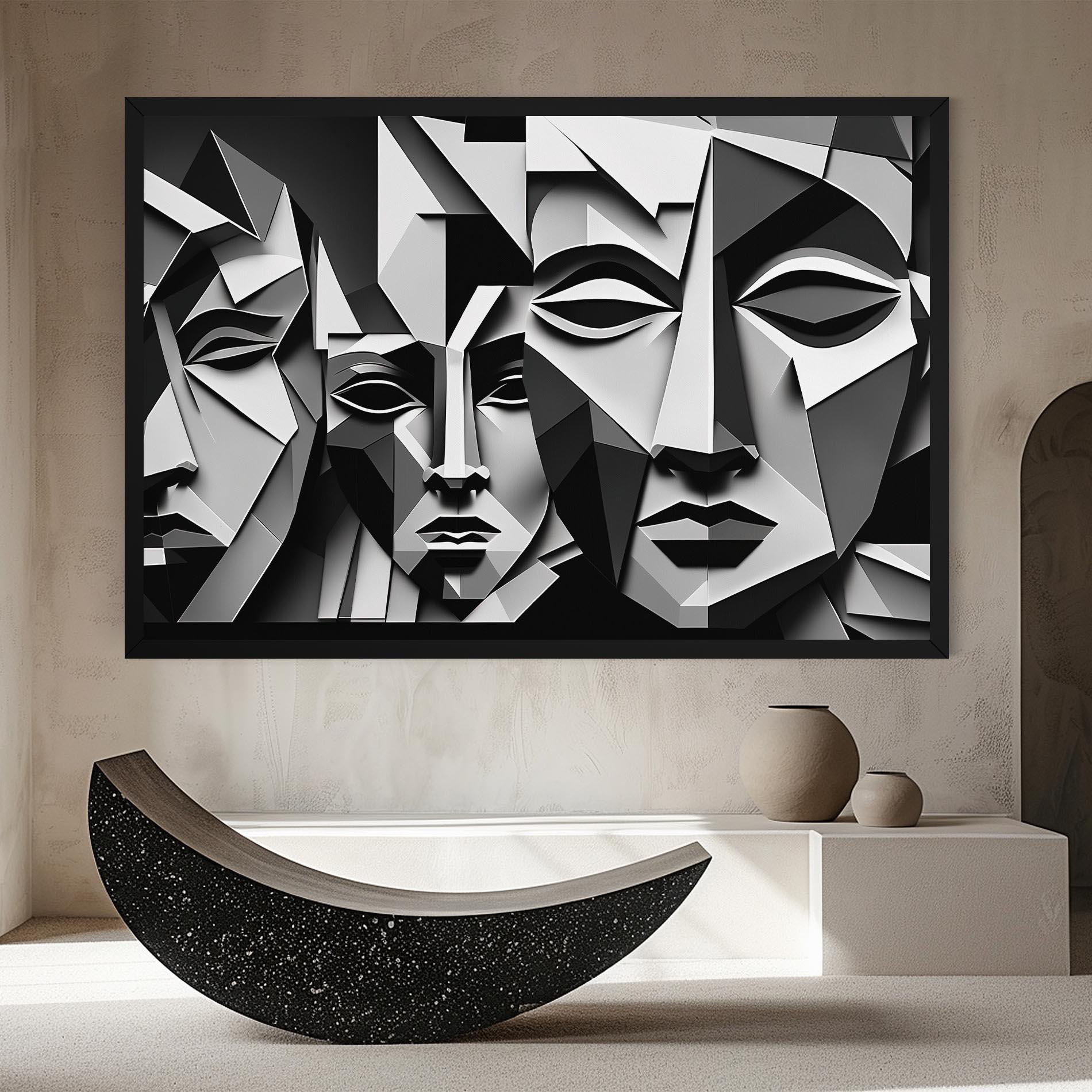 Vászonkép Grey Faces Collage mockup 8