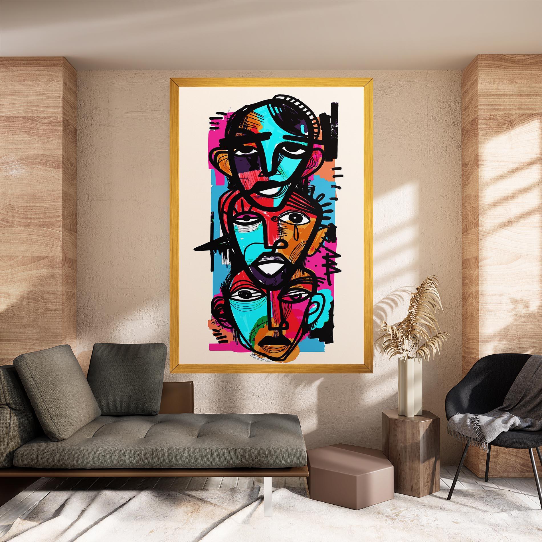 Vászonkép Blue Orange Faces mockup 8