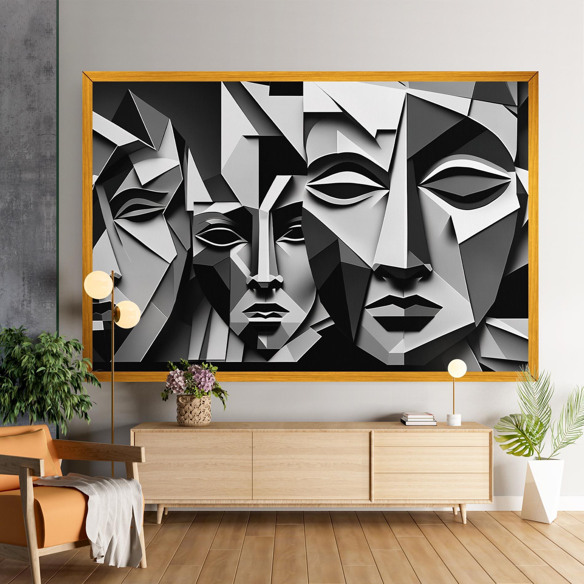 Vászonkép Grey Faces Collage mockup 9