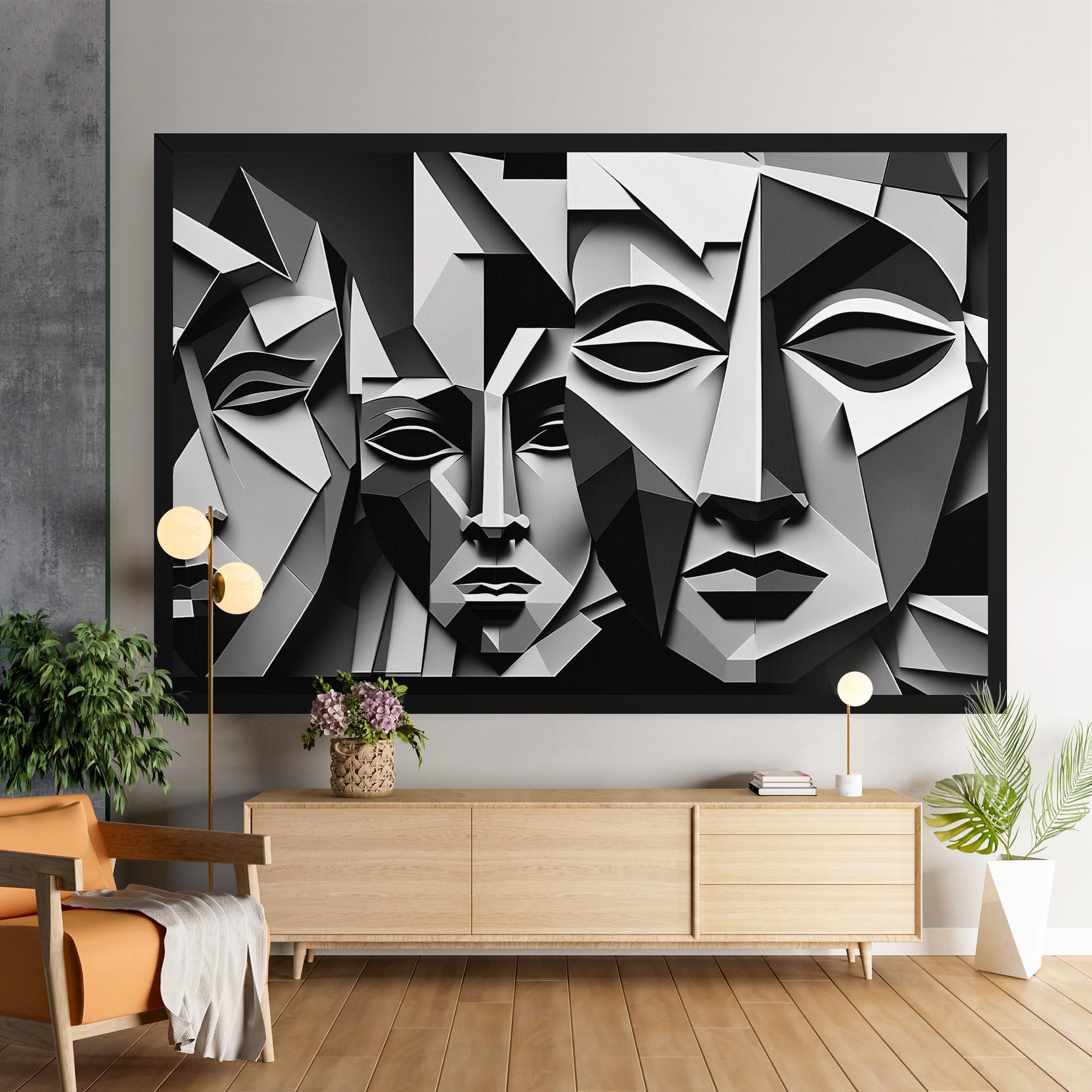 Vászonkép Grey Faces Collage mockup 9