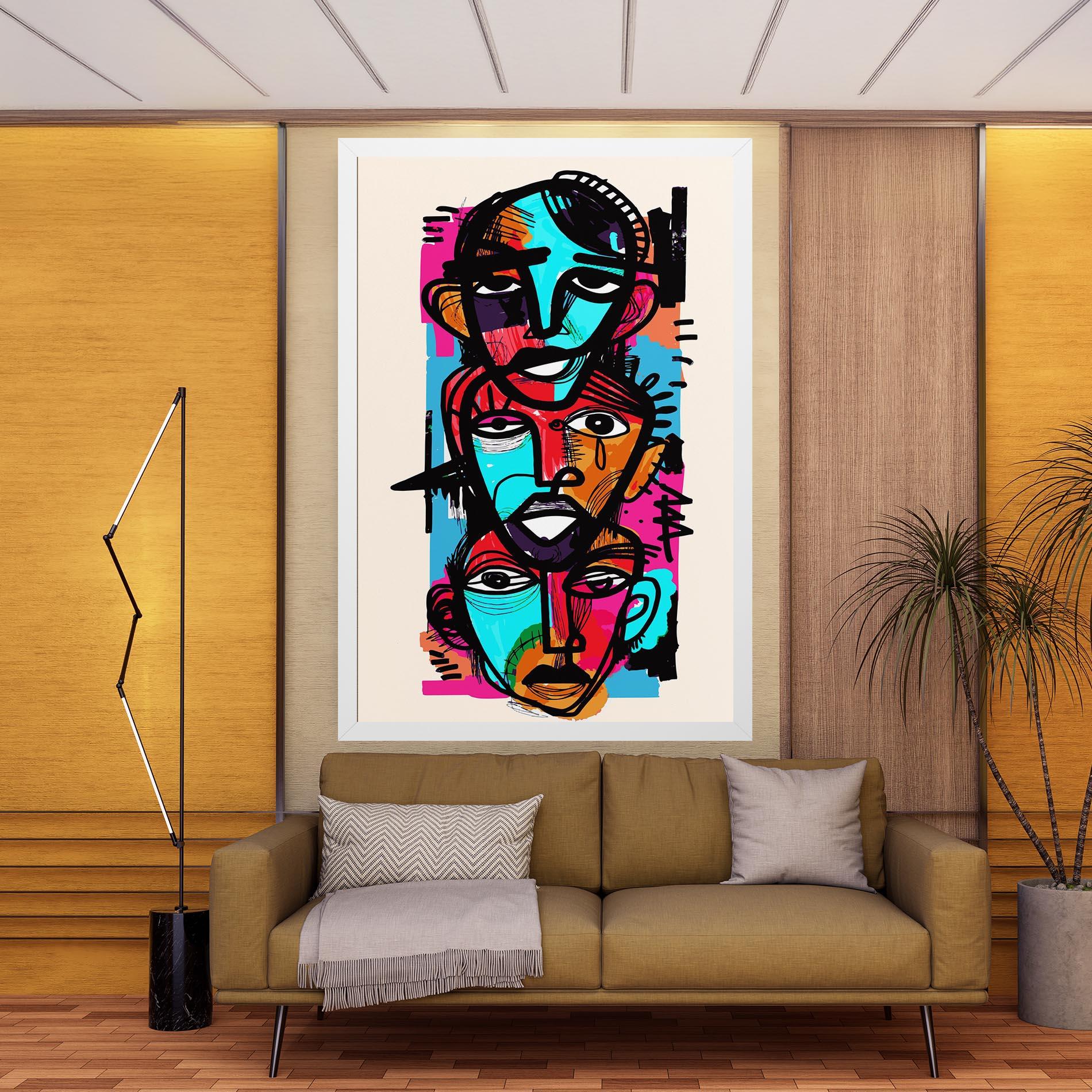 Vászonkép Blue Orange Faces mockup 9