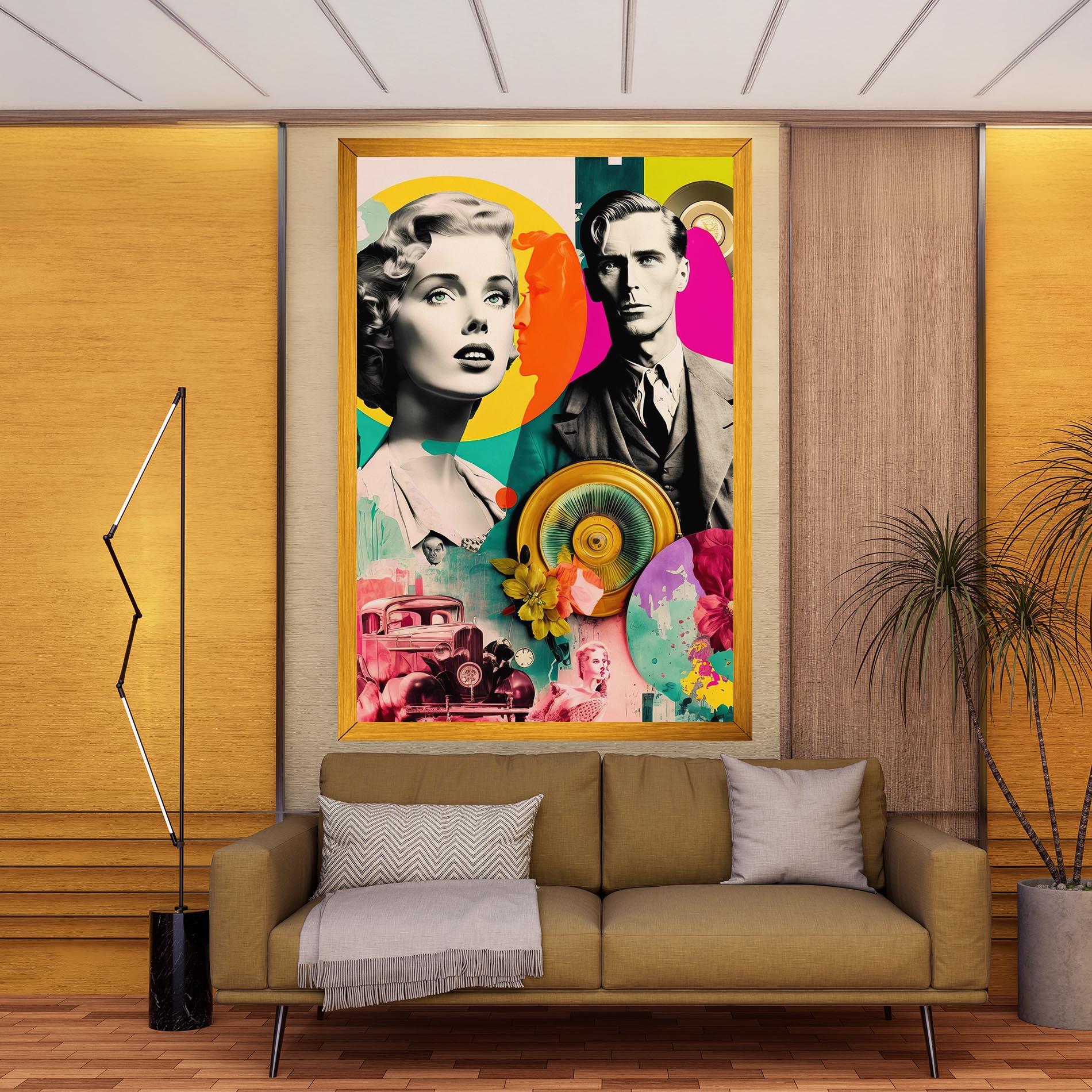 Vászonkép 60s Retro Collage mockup 9