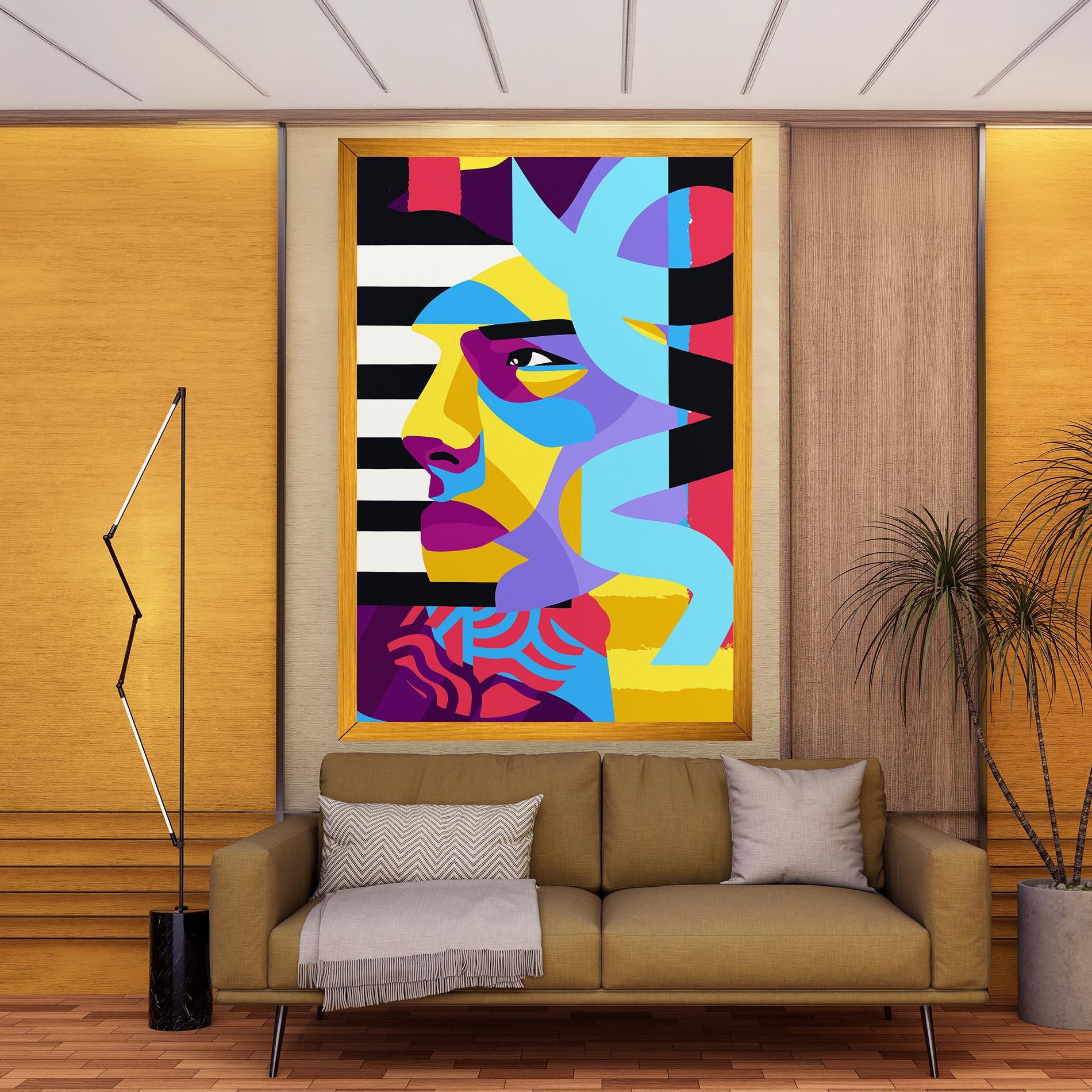 Vászonkép Abstract Male Face mockup 9