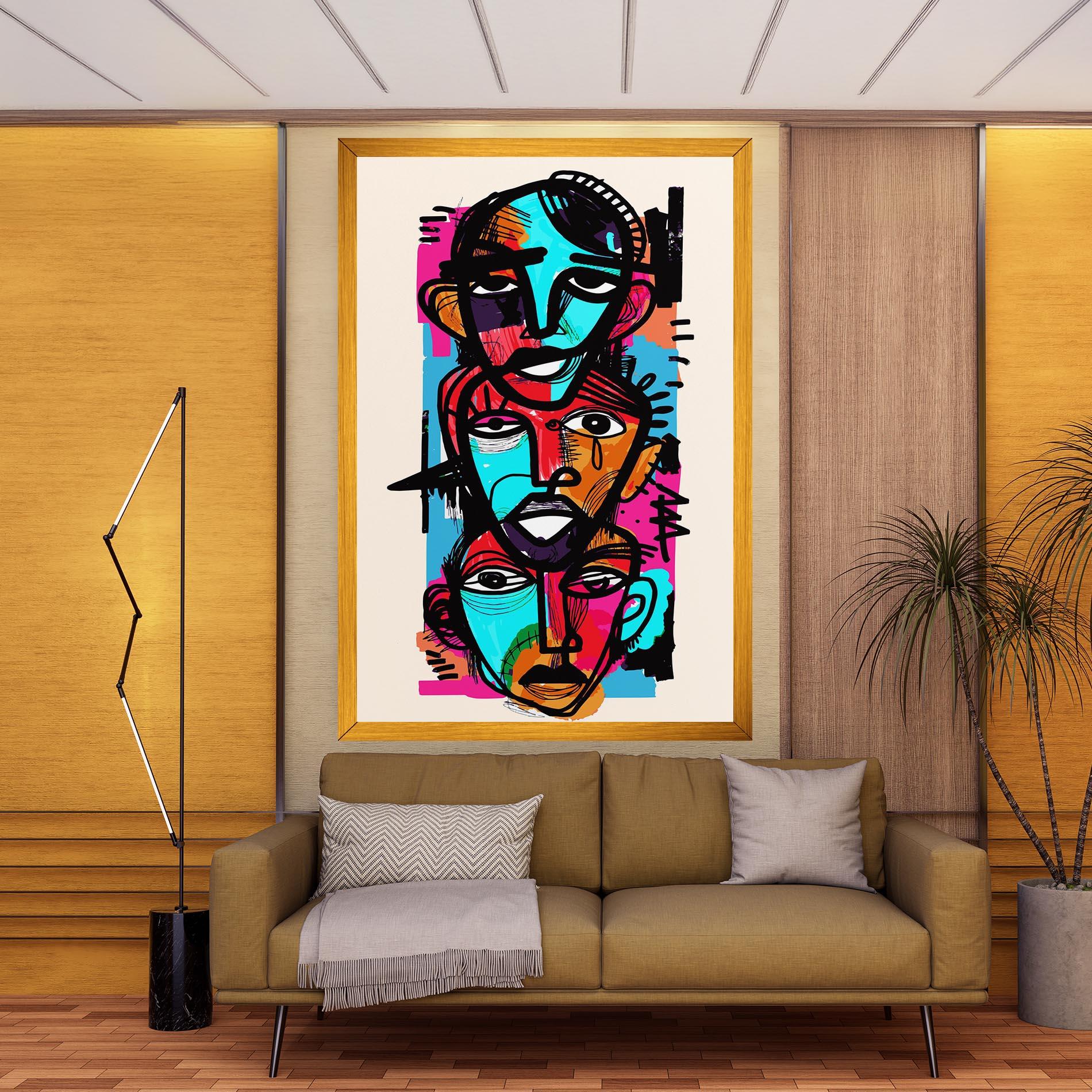 Vászonkép Blue Orange Faces mockup 9