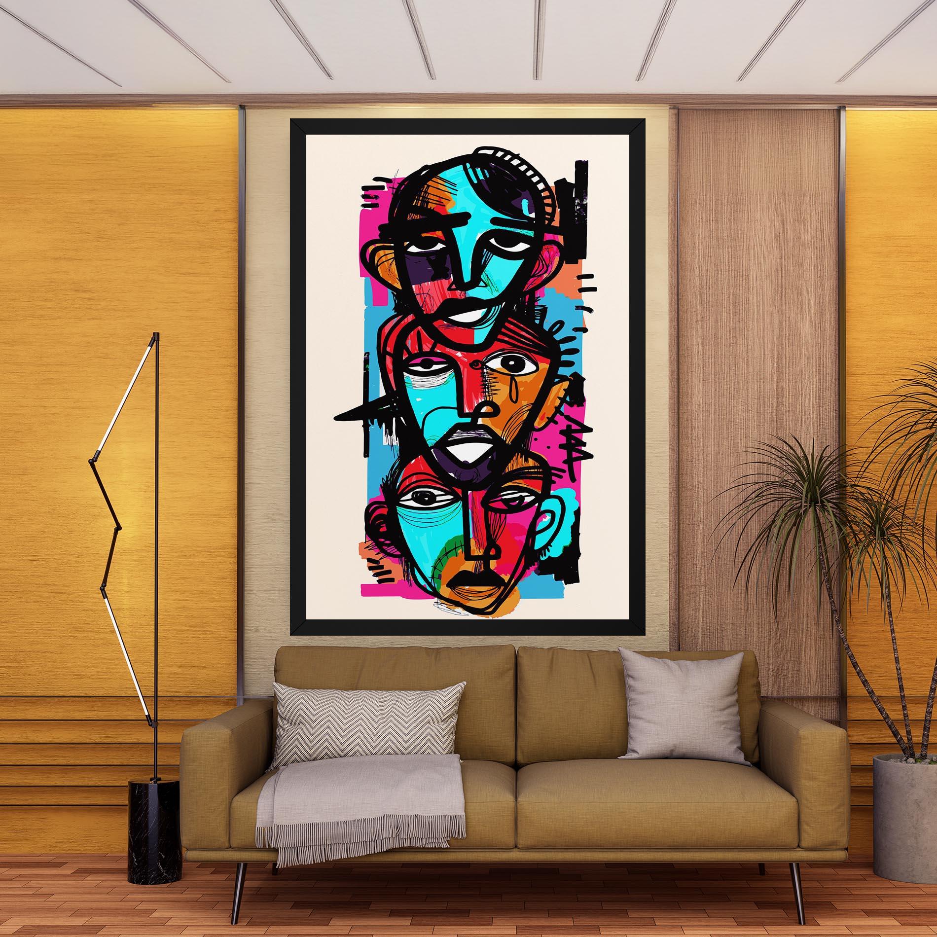 Vászonkép Blue Orange Faces mockup 9