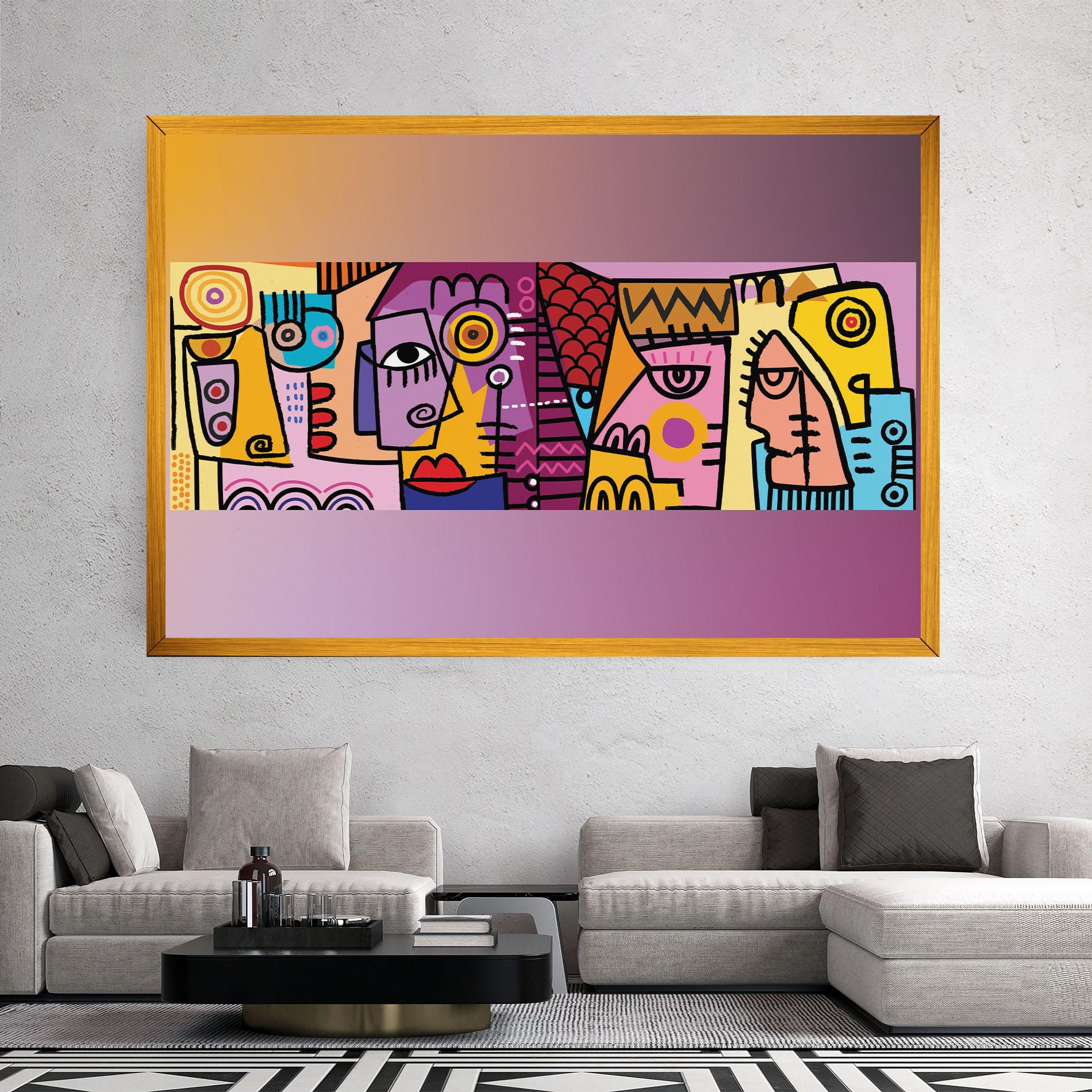 Vászonkép Face Group Purple mockup 2