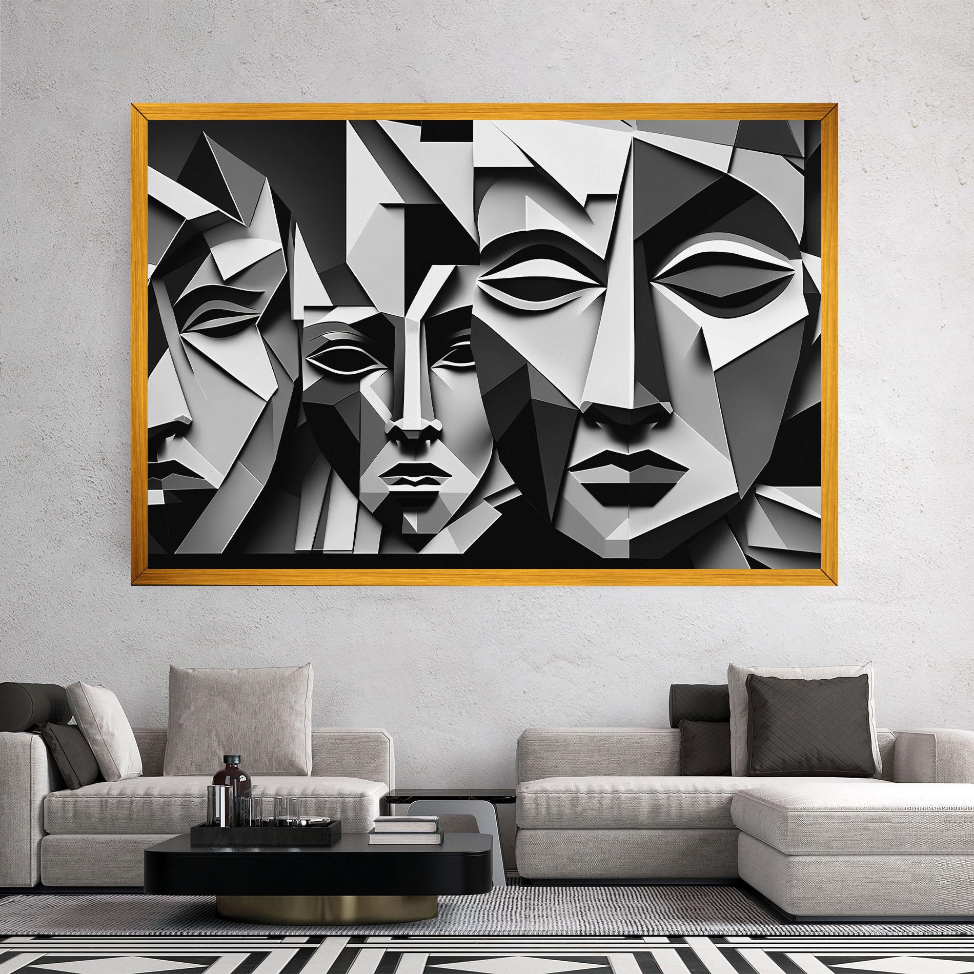 Vászonkép Grey Faces Collage mockup 2