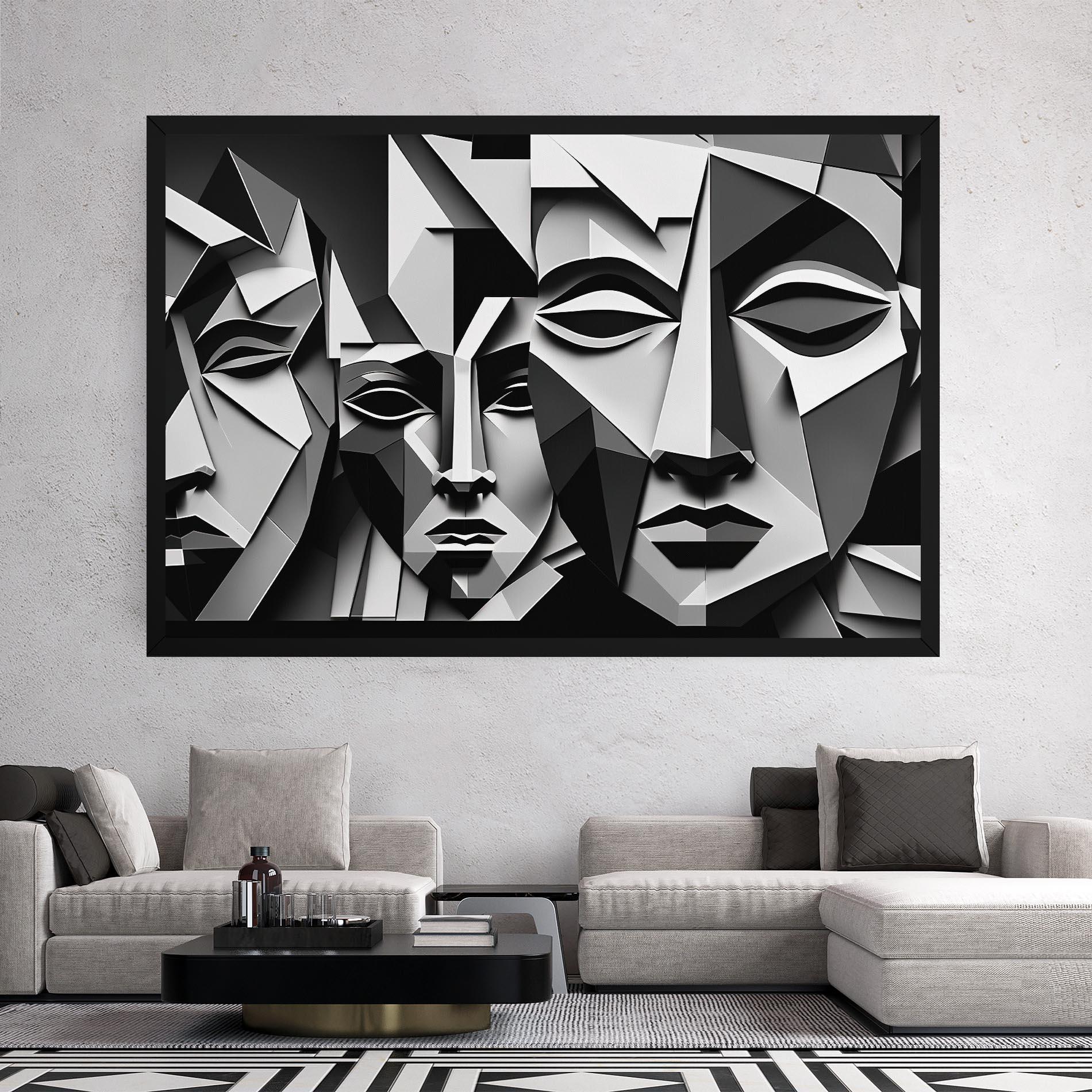 Vászonkép Grey Faces Collage mockup 2