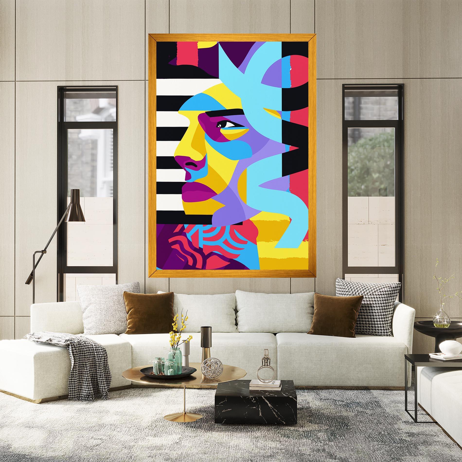 Vászonkép Abstract Male Face mockup 2