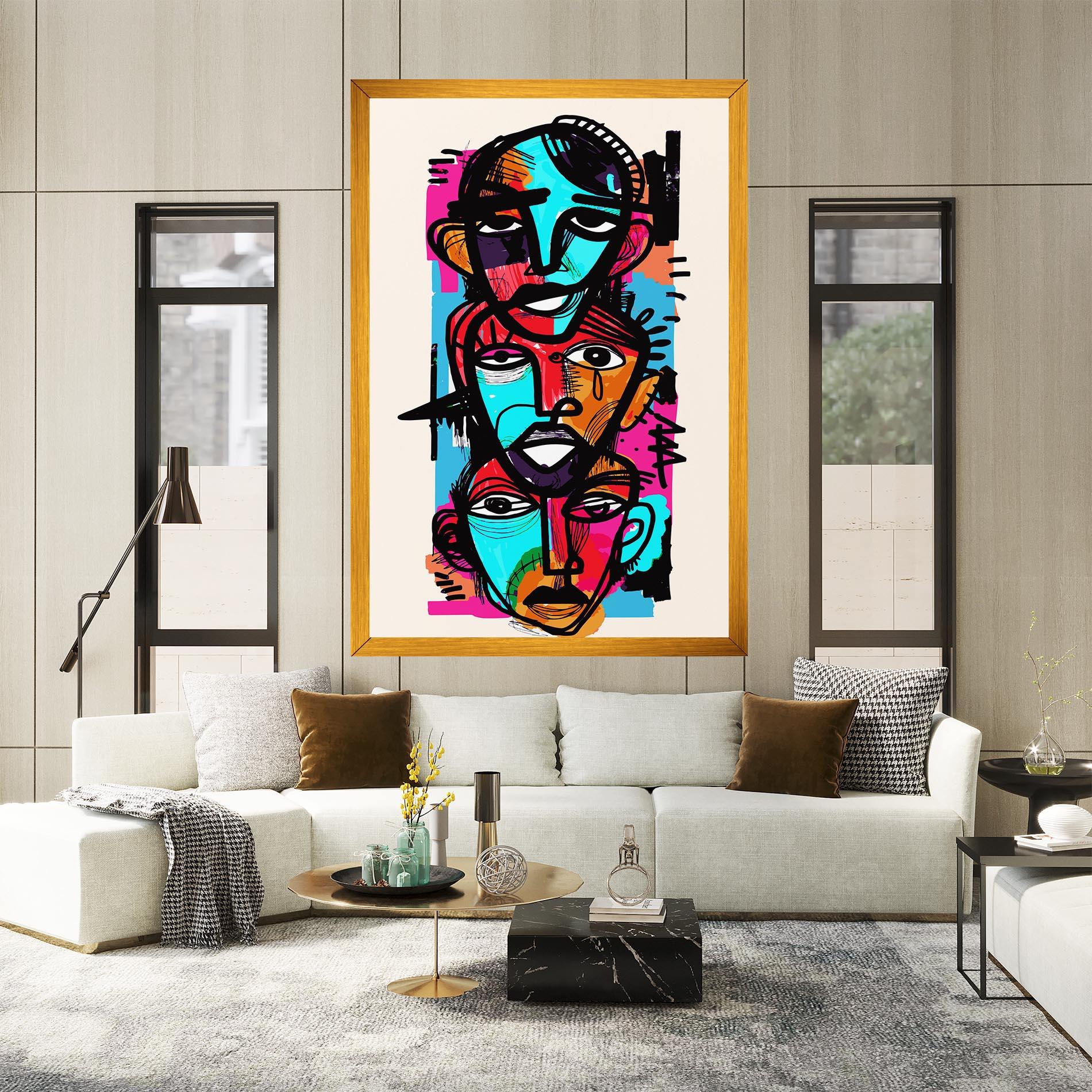 Vászonkép Blue Orange Faces mockup 2