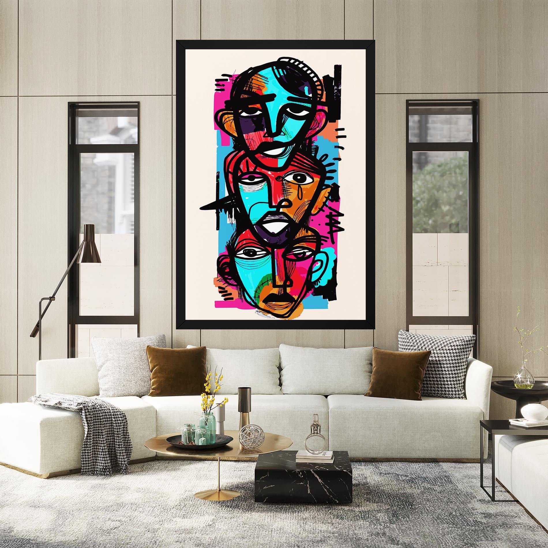 Vászonkép Blue Orange Faces mockup 2