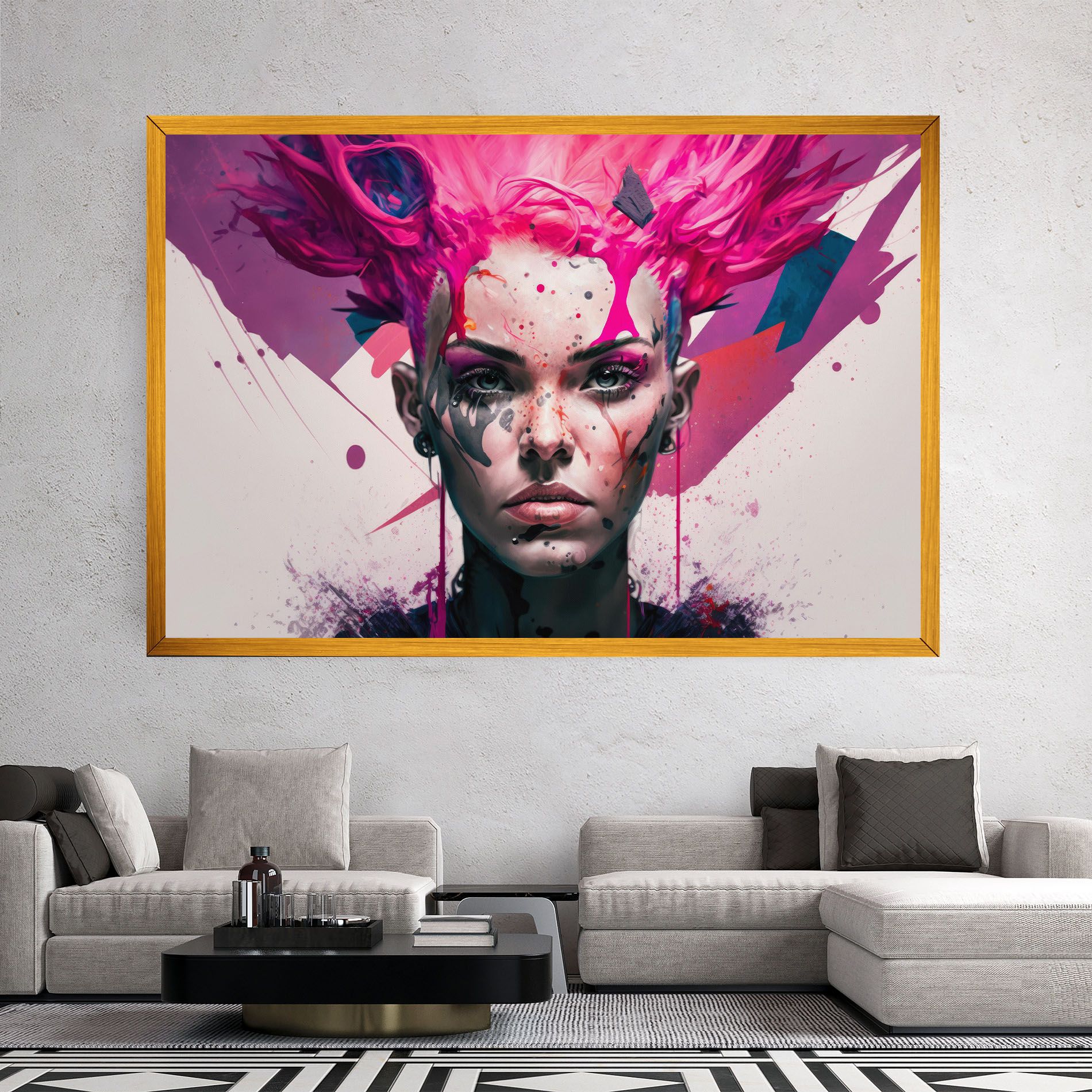 Abstract Pink Hair mockup 2