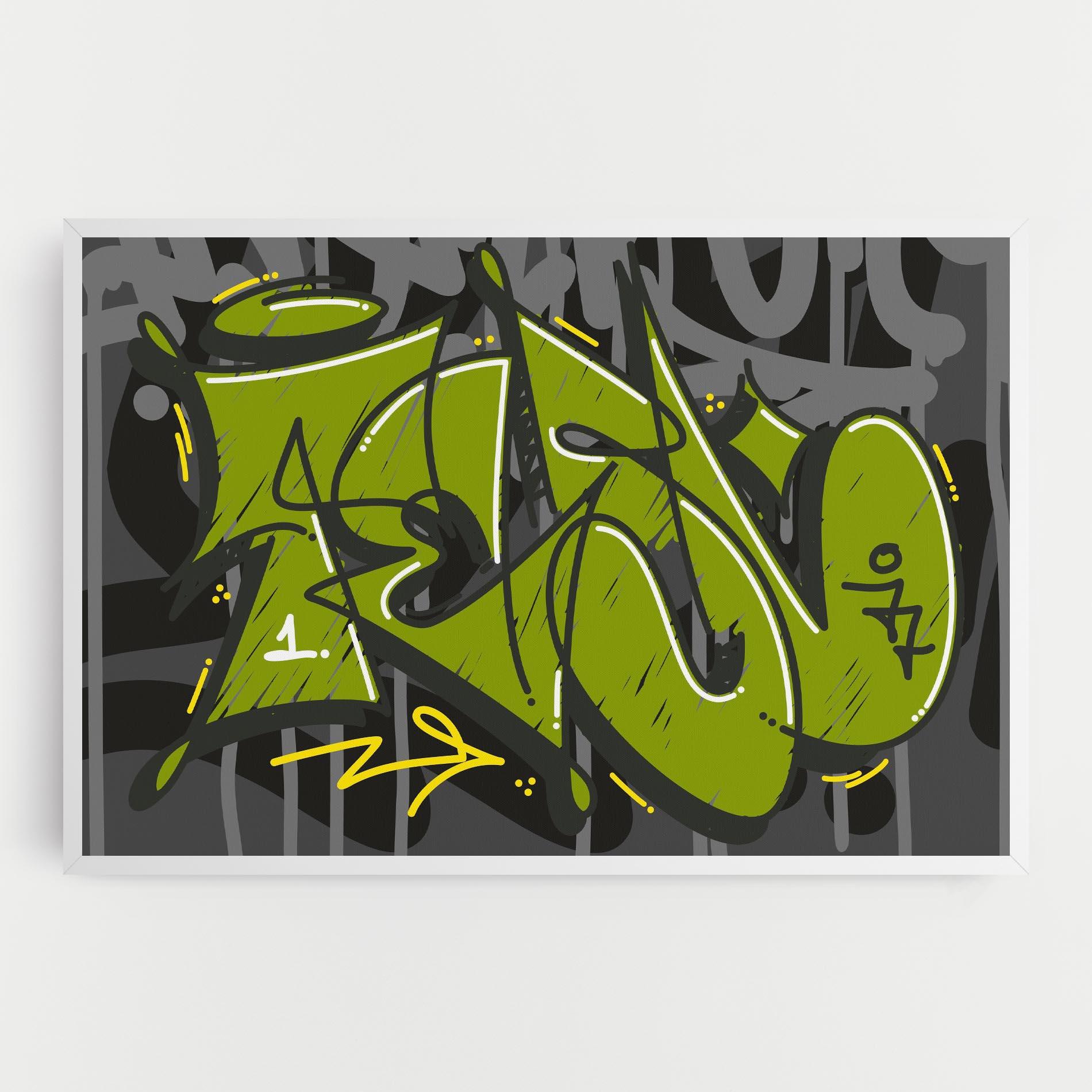 Vászonkép Green Grey Graffti mockup 0