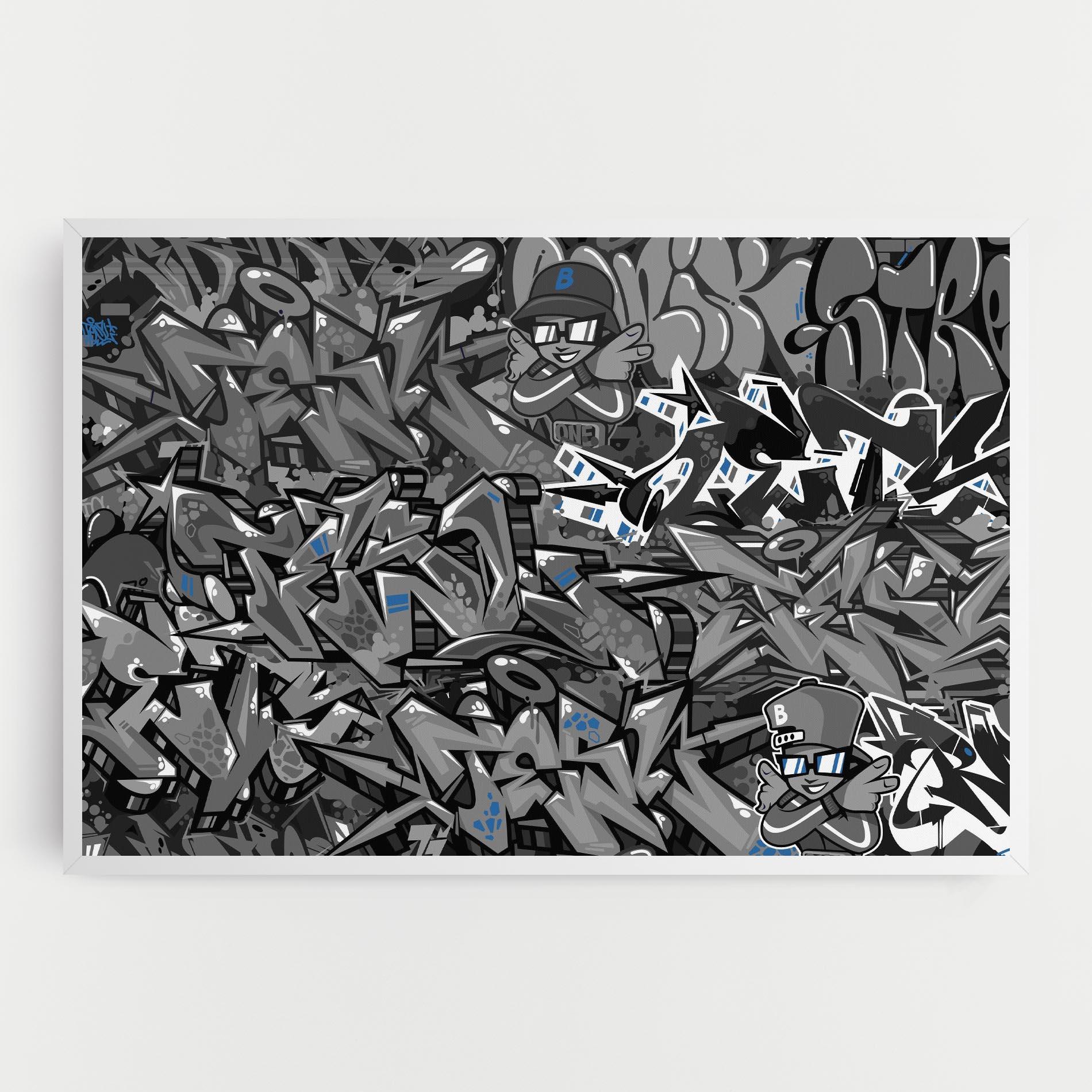 Vászonkép Grey Blue Graffiti mockup 0