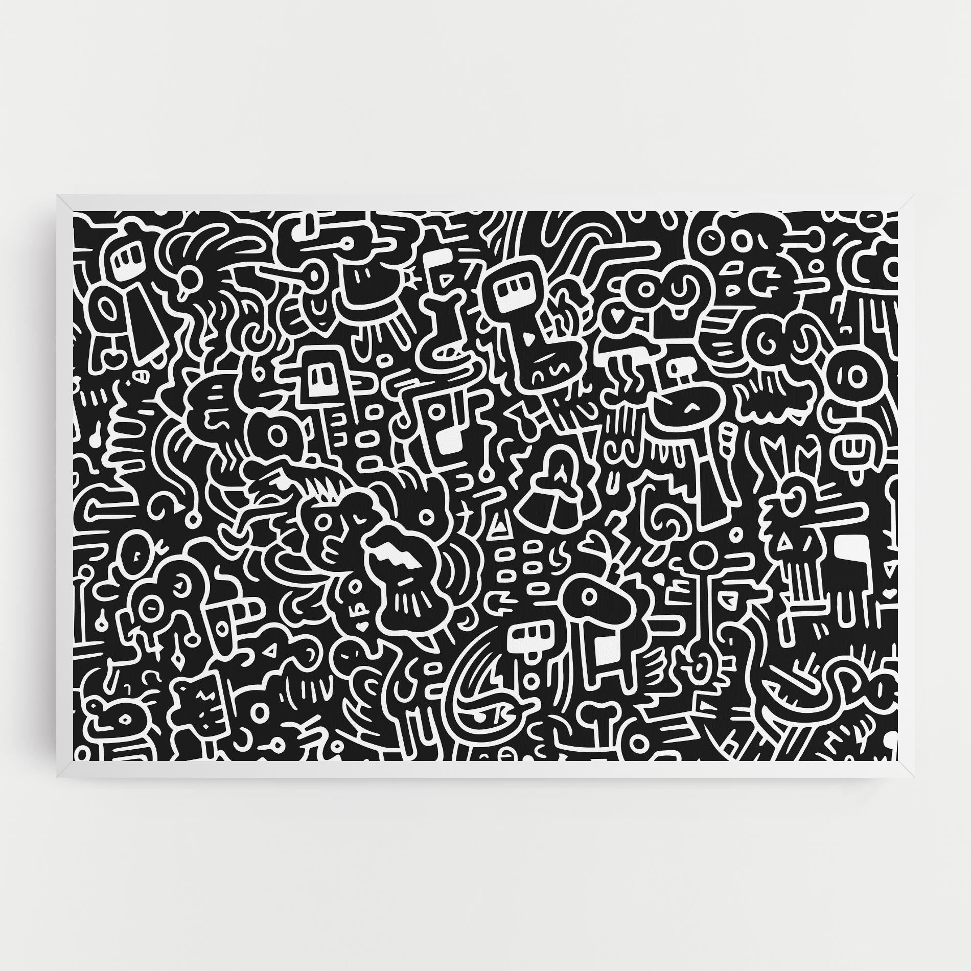 Vászonkép White Line Doodle mockup 0