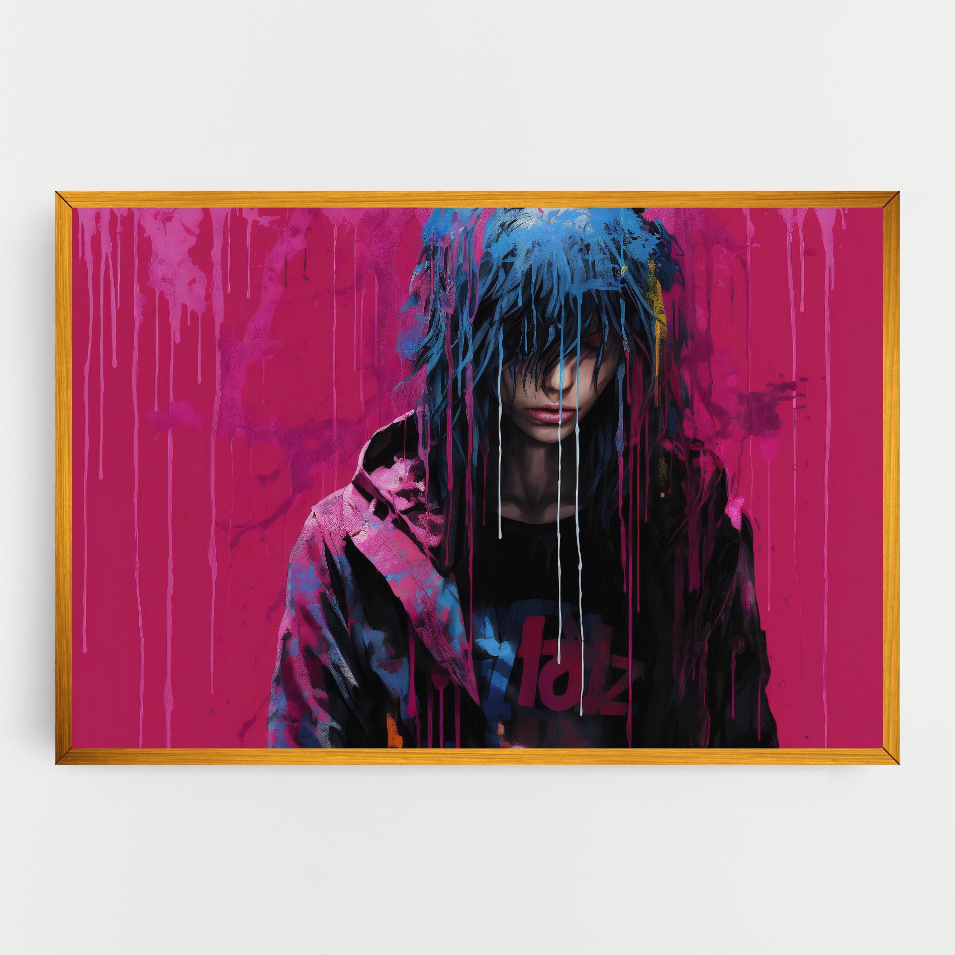 Vászonkép Blue Pink Falling Paint mockup 0