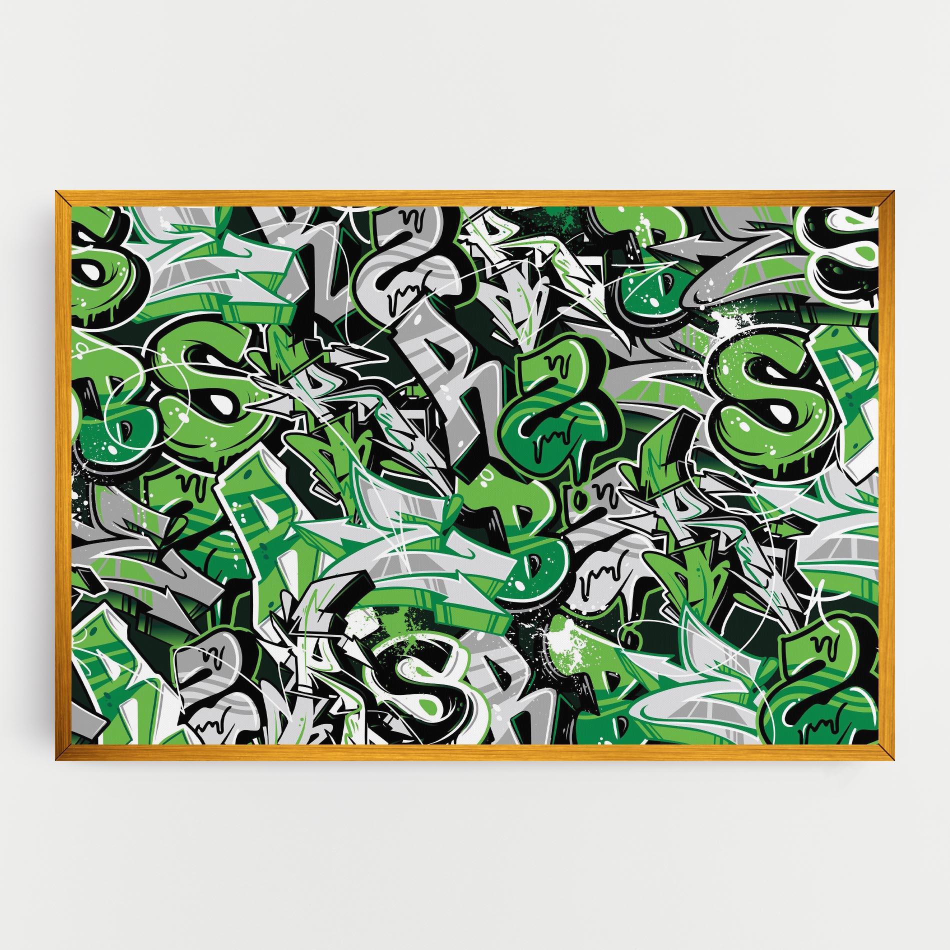 Vászonkép Green Graffiti Letters mockup 0